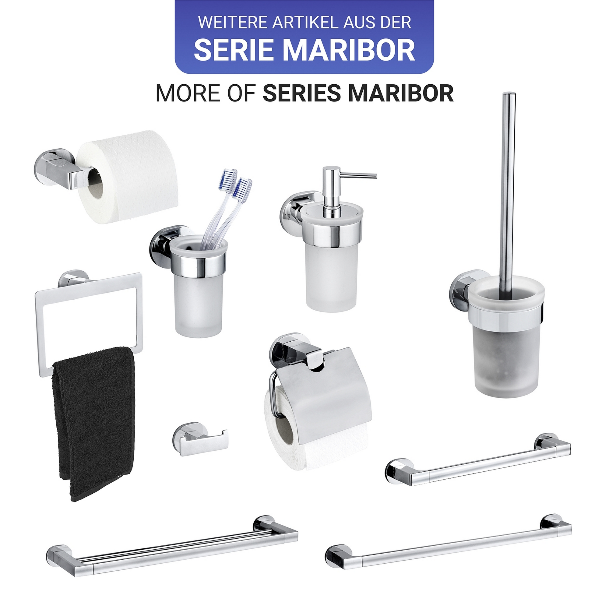 Handtuchstange 'Uno Maribor' chromfarben 63 x 5 x 7,5 cm