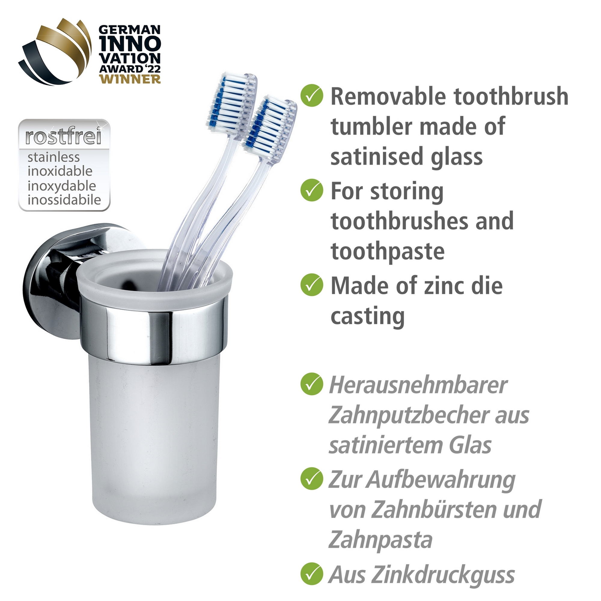 Zahnputzbecher 'Maribor' Glas weiß 7 x 11 x 10 cm