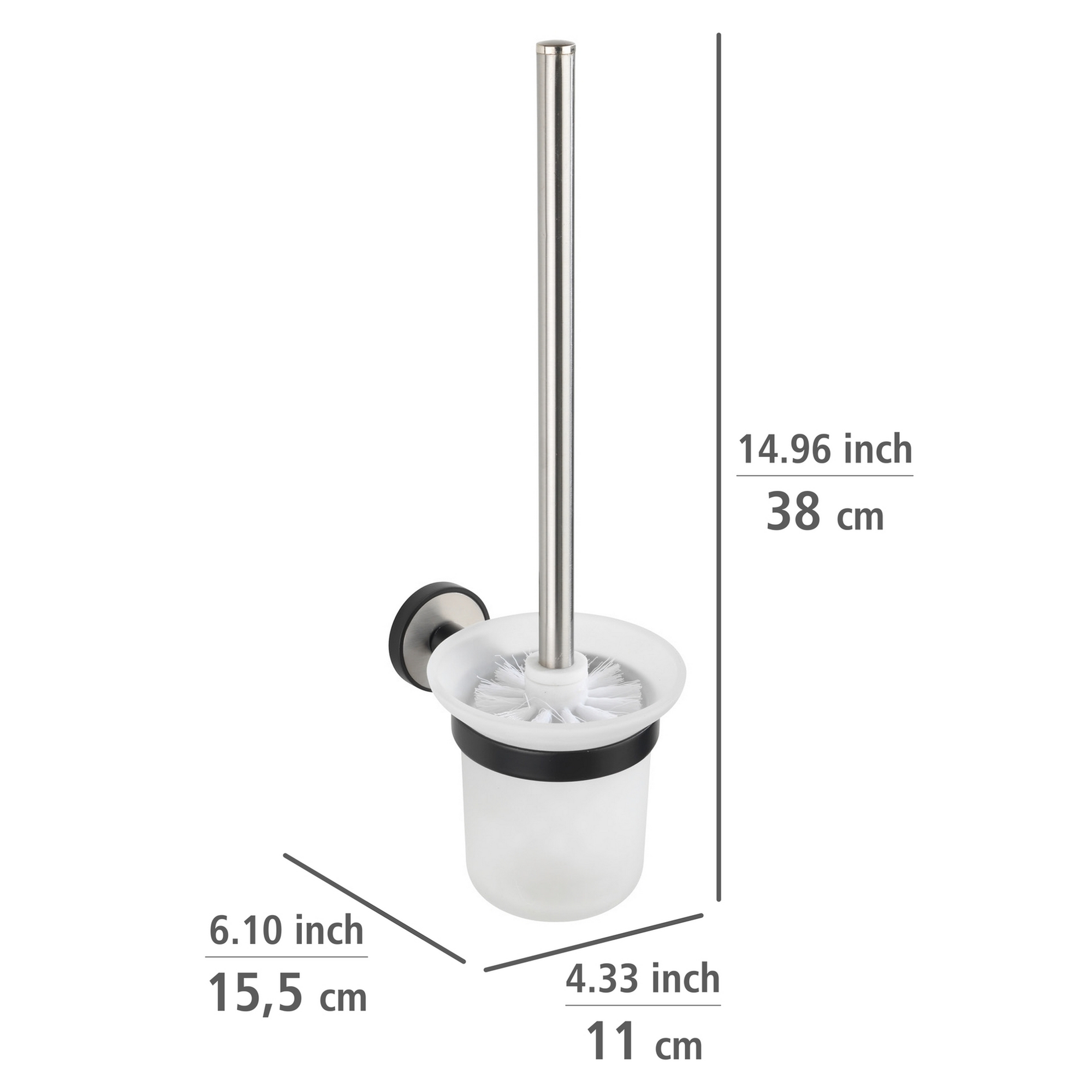 WC-Garnitur 'Udine' Edelstahl, Glas weiß, schwarz