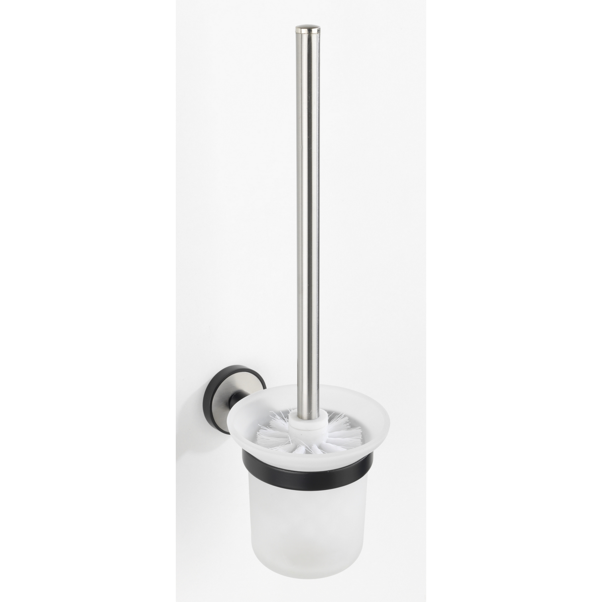 WC-Garnitur 'Udine' Edelstahl, Glas weiß, schwarz