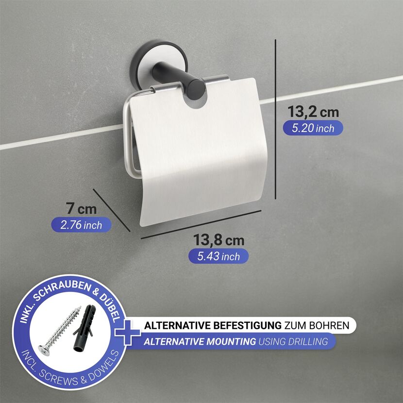 Toilettenpapierhalter 'Udine' Edelstahl mit Deckel