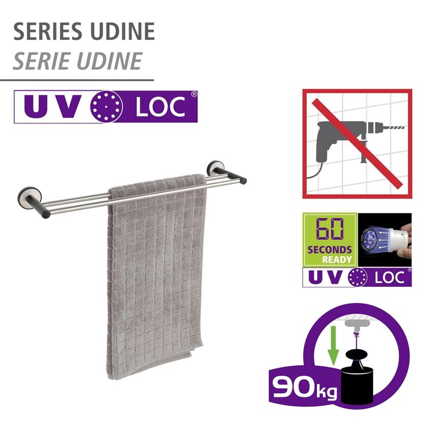 Handtuchstange 'Duo Udine' Edelstahl 61 x 5 x 11 cm