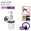 Seifenspender 'Udine' Glas weiß, schwarz 200 ml