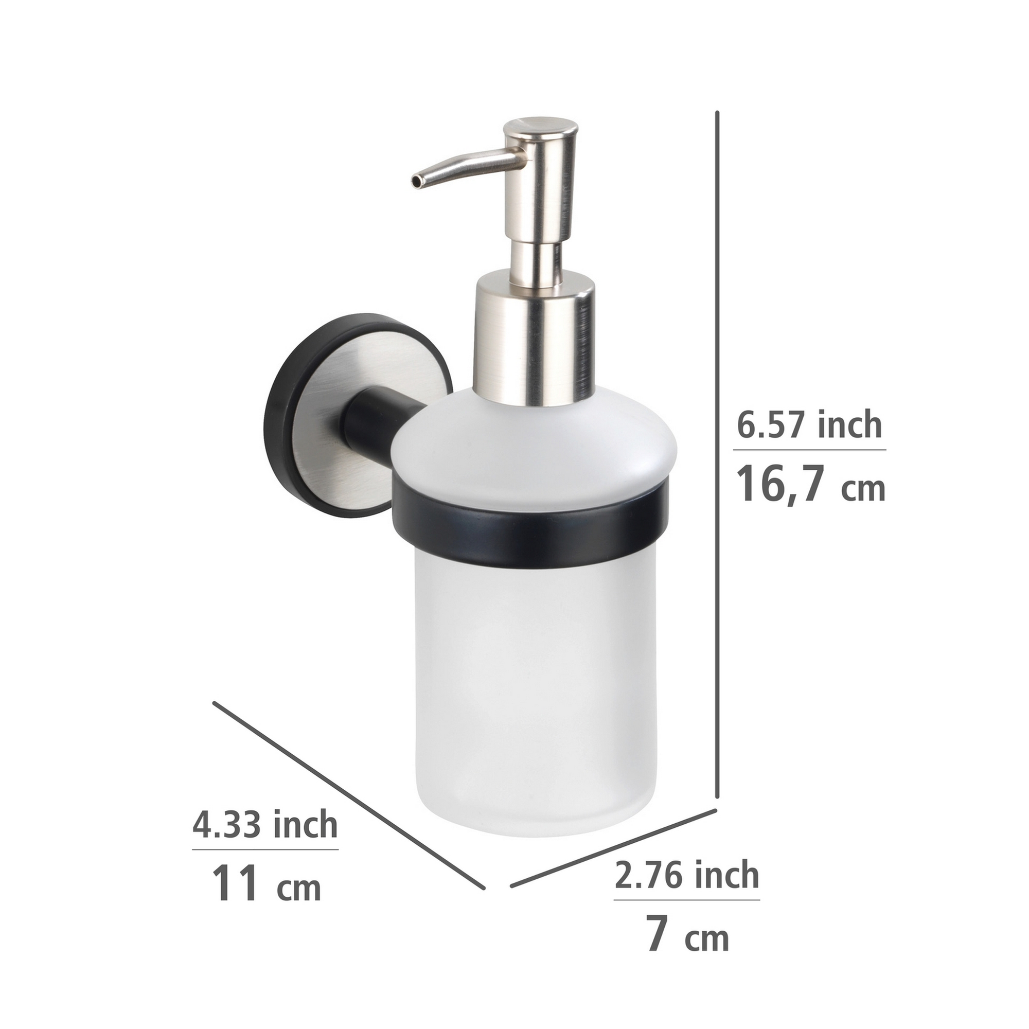 Seifenspender 'Udine' Glas weiß, schwarz 200 ml