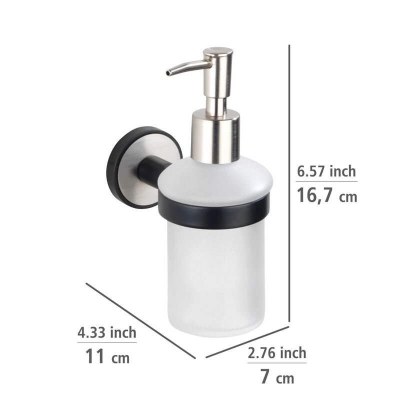 Seifenspender 'Udine' Glas weiß, schwarz 200 ml