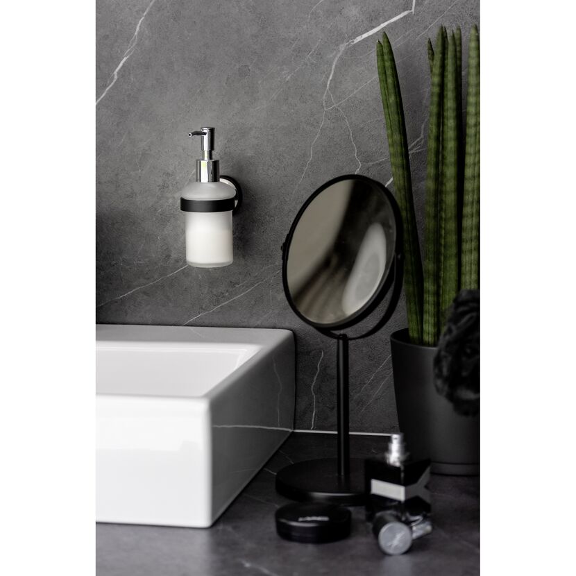 Seifenspender 'Udine' Glas weiß, schwarz 200 ml