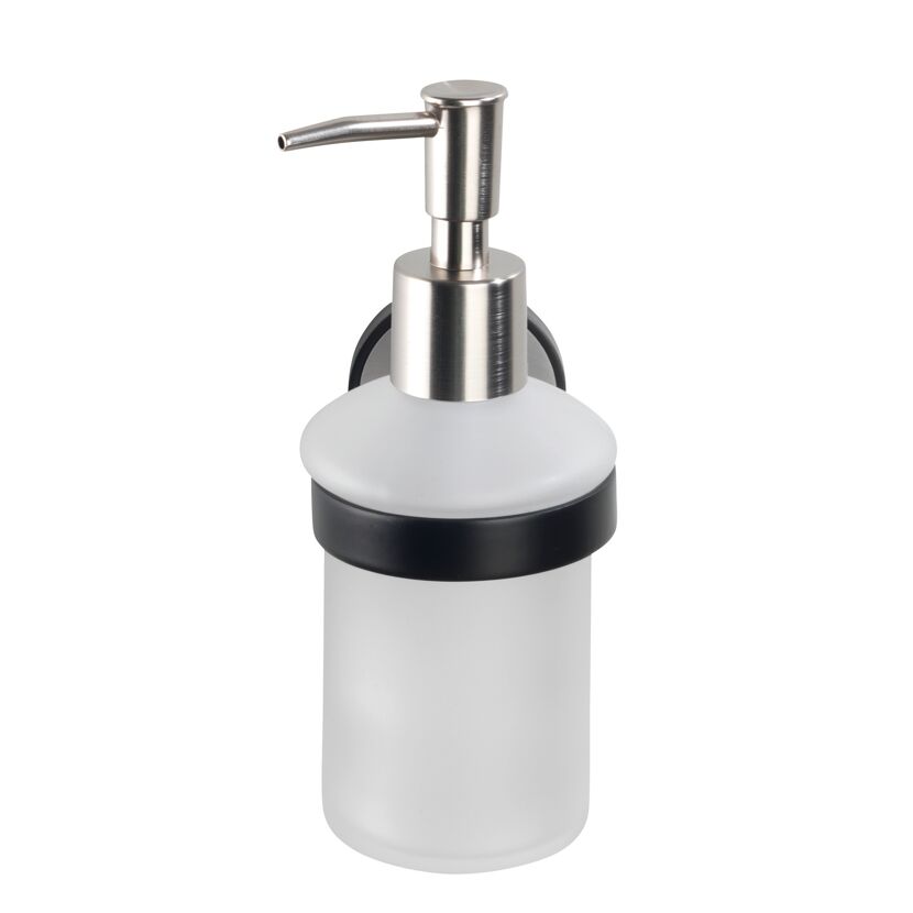 Seifenspender 'Udine' Glas weiß, schwarz 200 ml