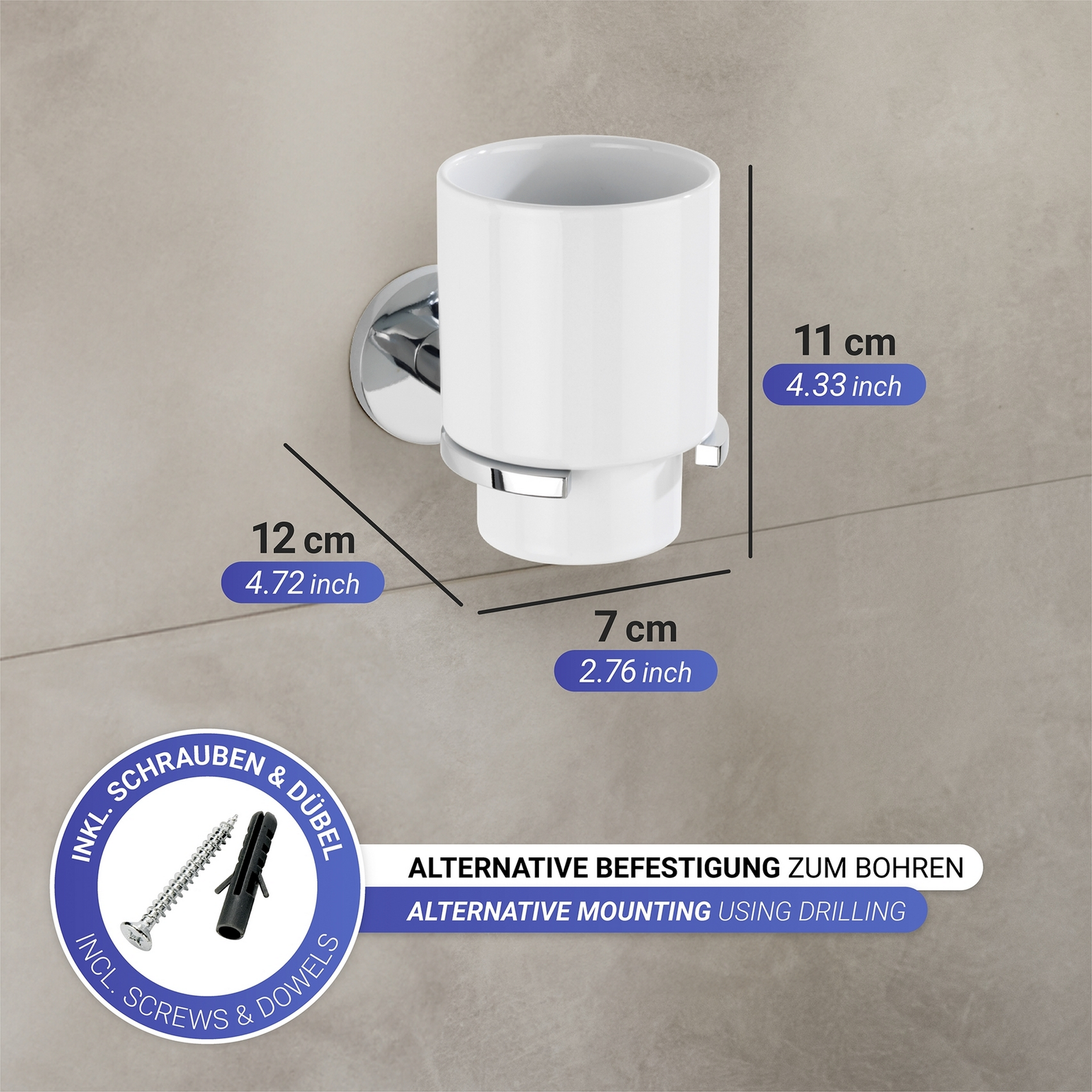 Zahnputzbecher 'Isera' Keramik weiß 7 x 11 x 12 cm