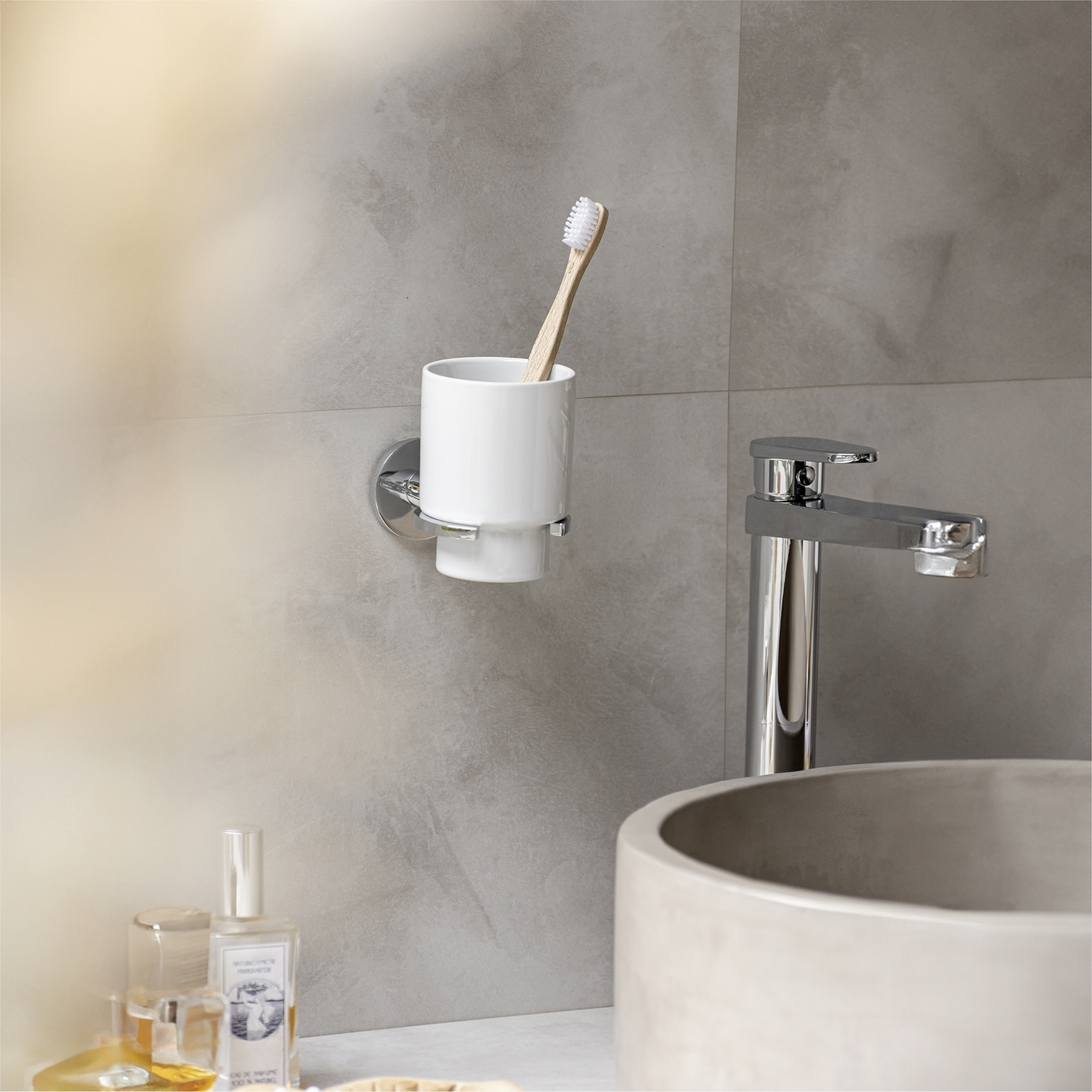 Zahnputzbecher 'Isera' Keramik weiß 7 x 11 x 12 cm