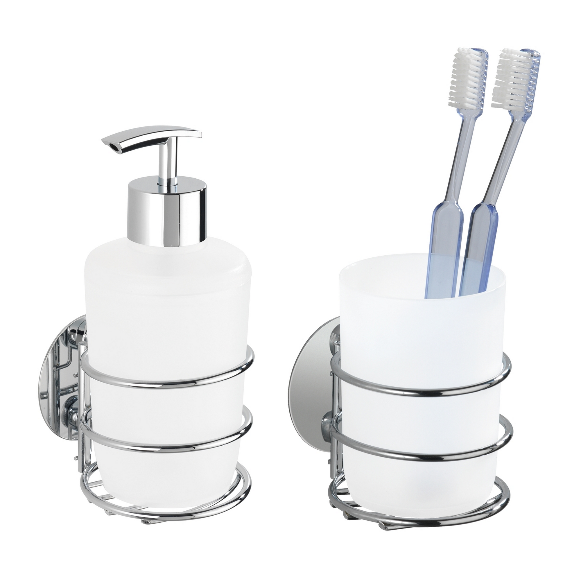 Bad-Accessorei-Set weiß, chromfarben 2-teilig