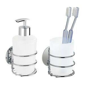 Bad-Accessorei-Set weiß, chromfarben 2-teilig