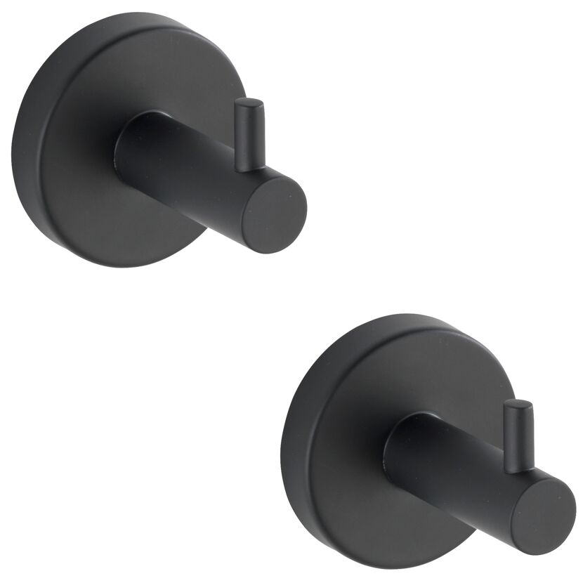 Handtuchhaken-Set 'Uno Bivio' Edelstahl schwarz 2-teilig
