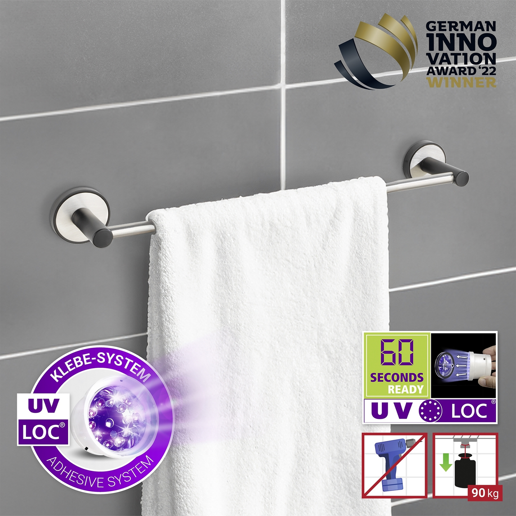 Handtuchstange 'Uno Udine' Edelstahl 40,5 x 5 x 7 cm