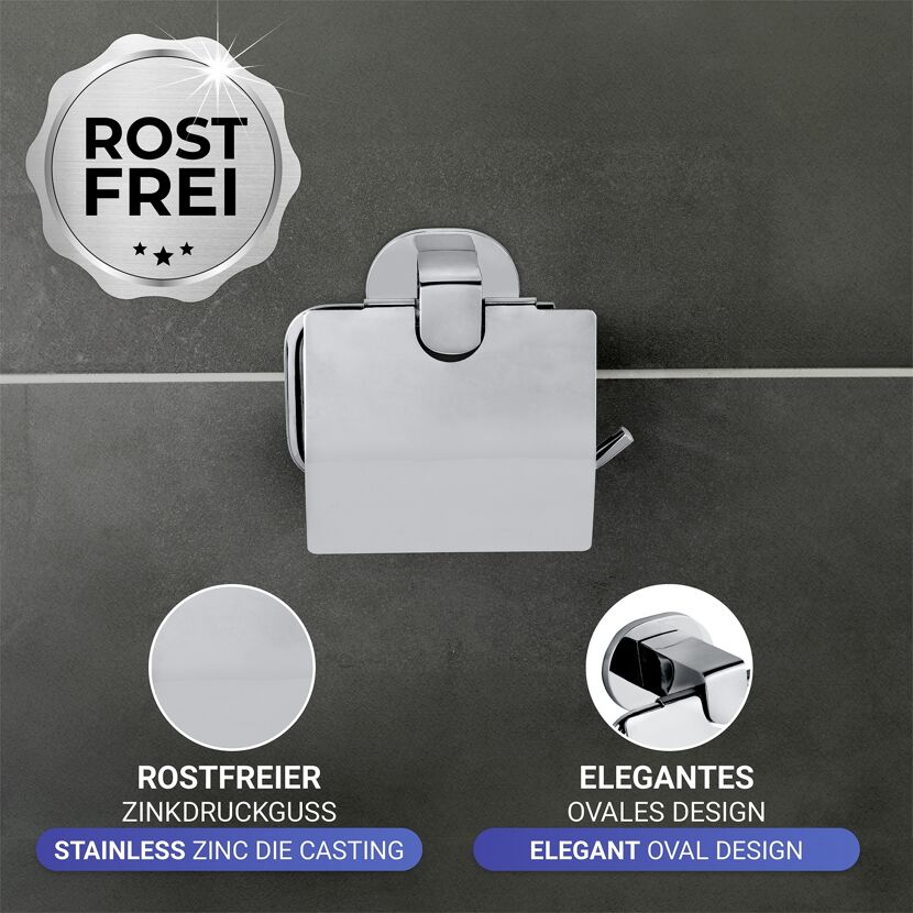 Toilettenpapierhalter 'Maribor' Zinkdruckguss chromfarben mit Deckel
