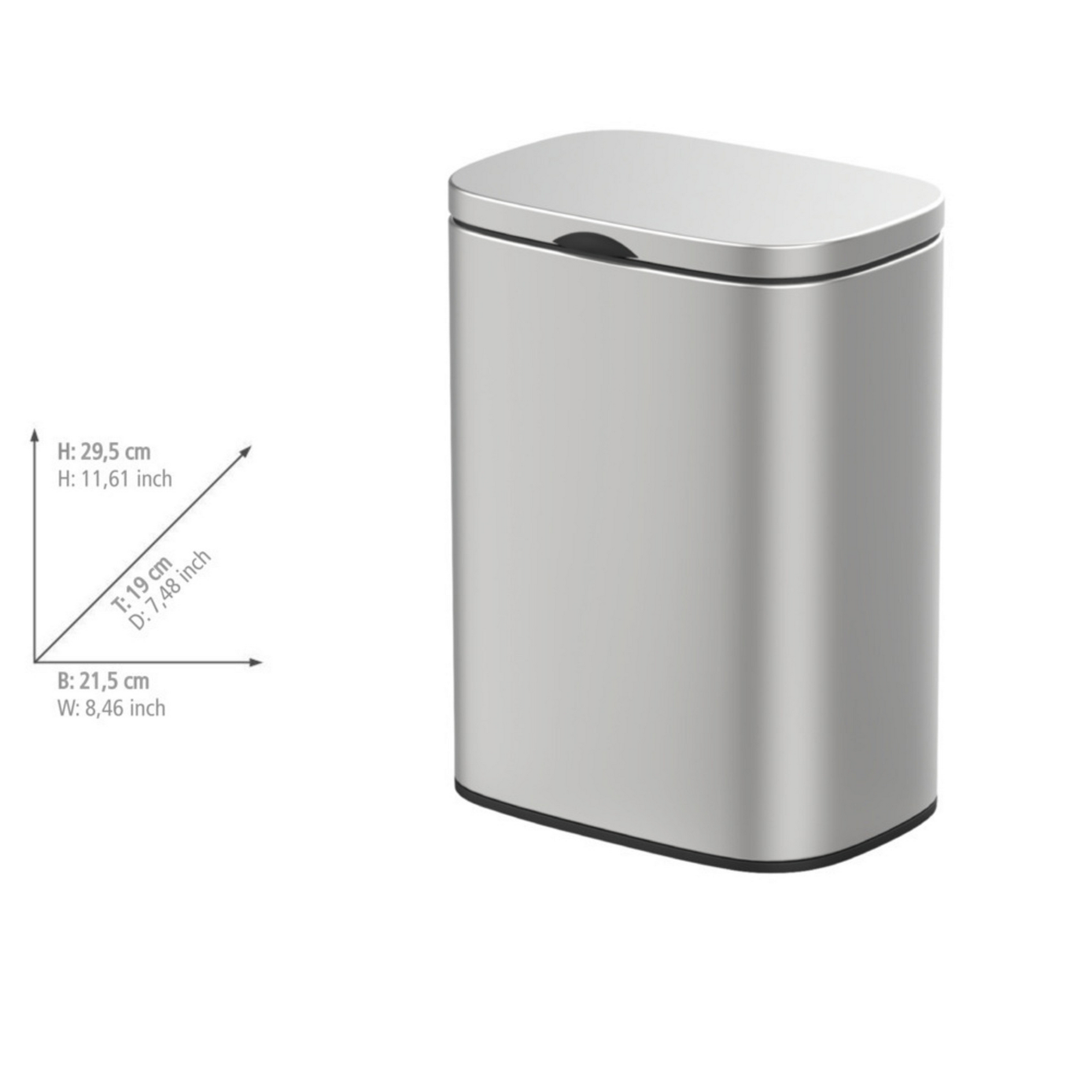 Kosmetikeimer 'Sare' edelstahlfarben matt 21,5 x 29,5 x 19 cm 5 l