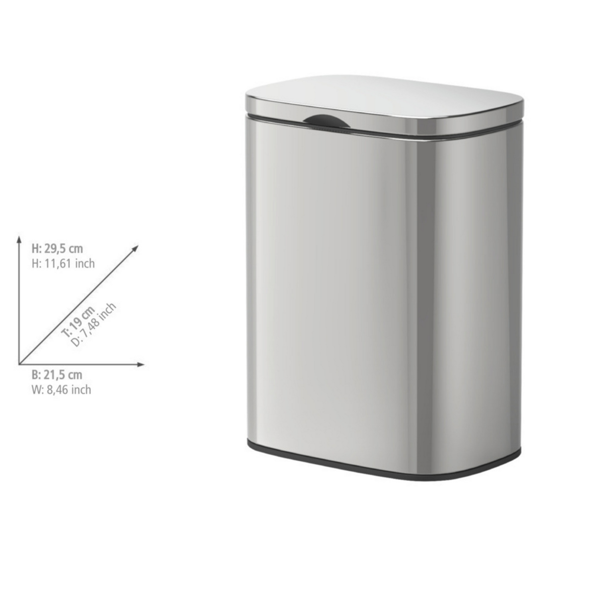 Kosmetikeimer 'Sare' edelstahlfarben 21,5 x 29,5 x 19 cm 5 l