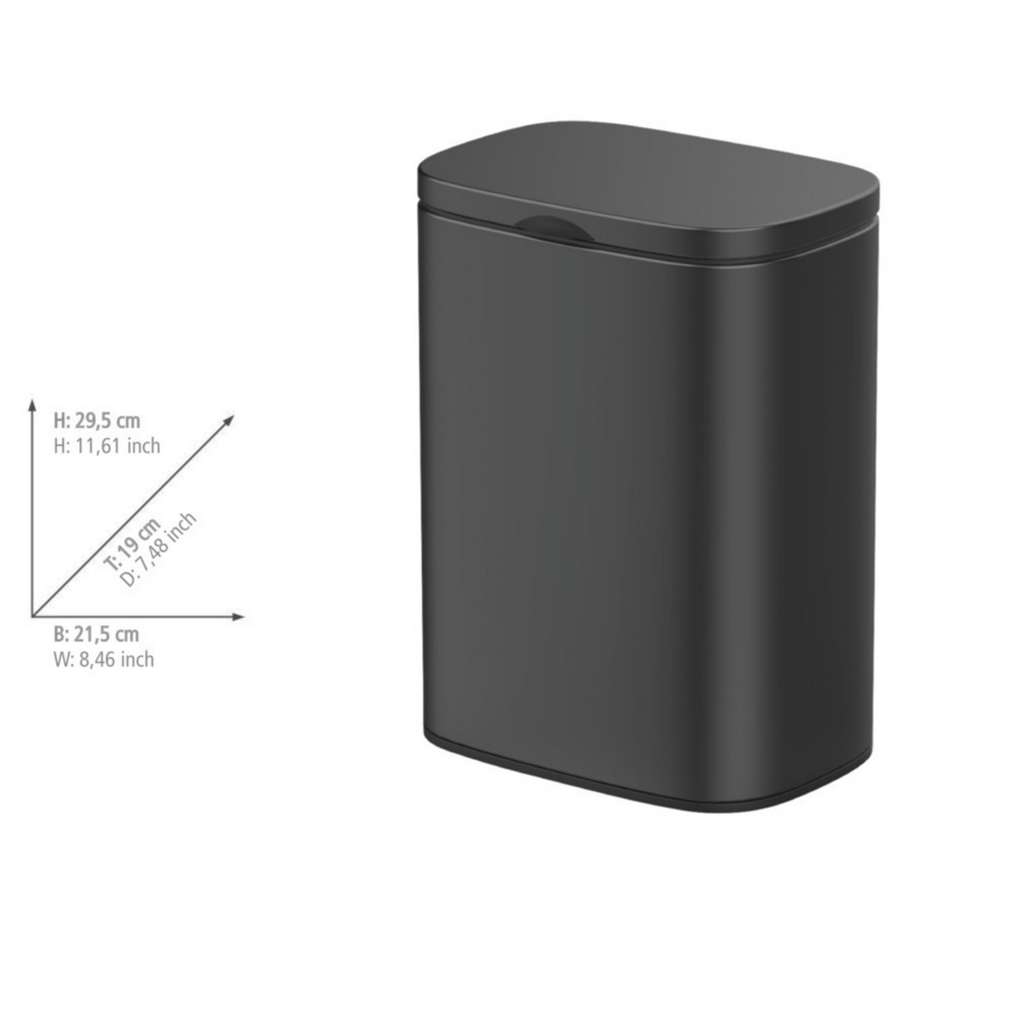 Kosmetikeimer 'Sare' schwarz 21,5 x 29,5 x 19 cm 5 l