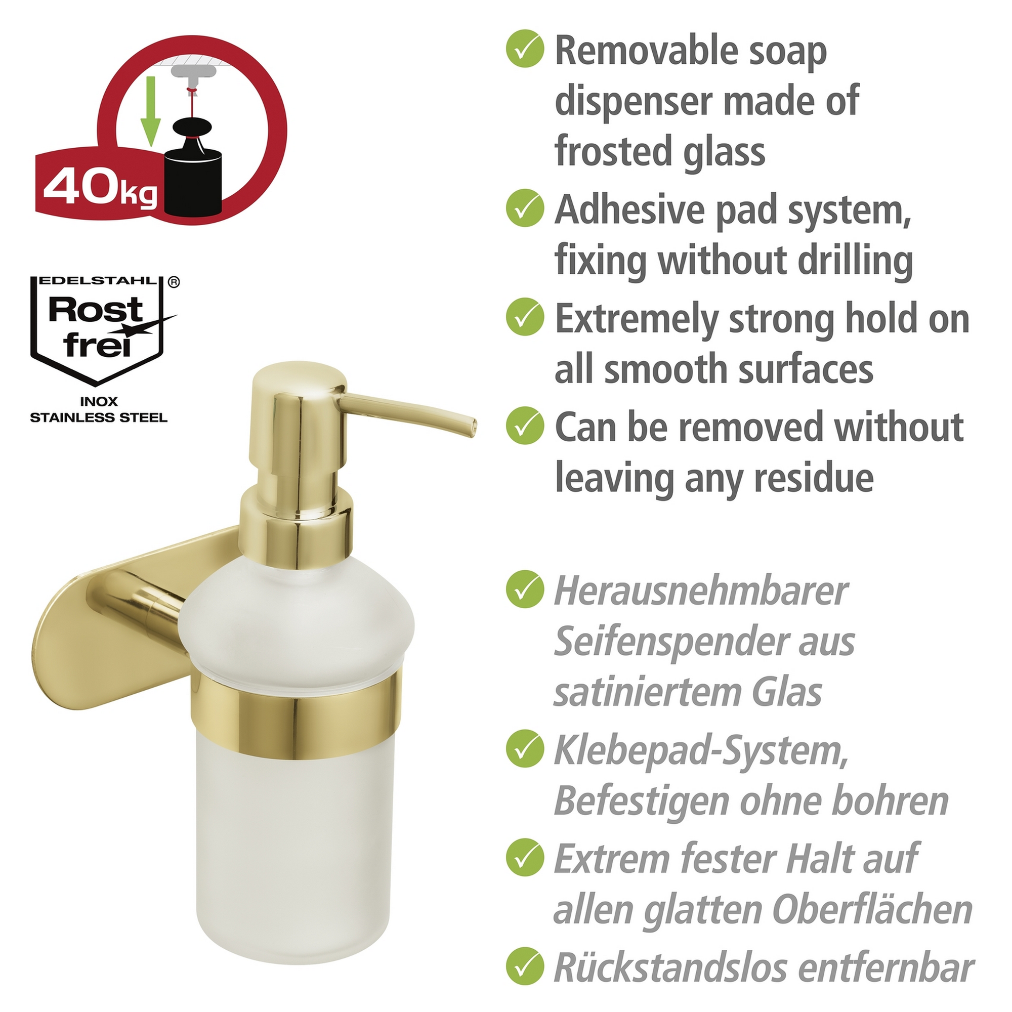 Seifenspender 'Orea' Edelstahl goldfarben 200 ml