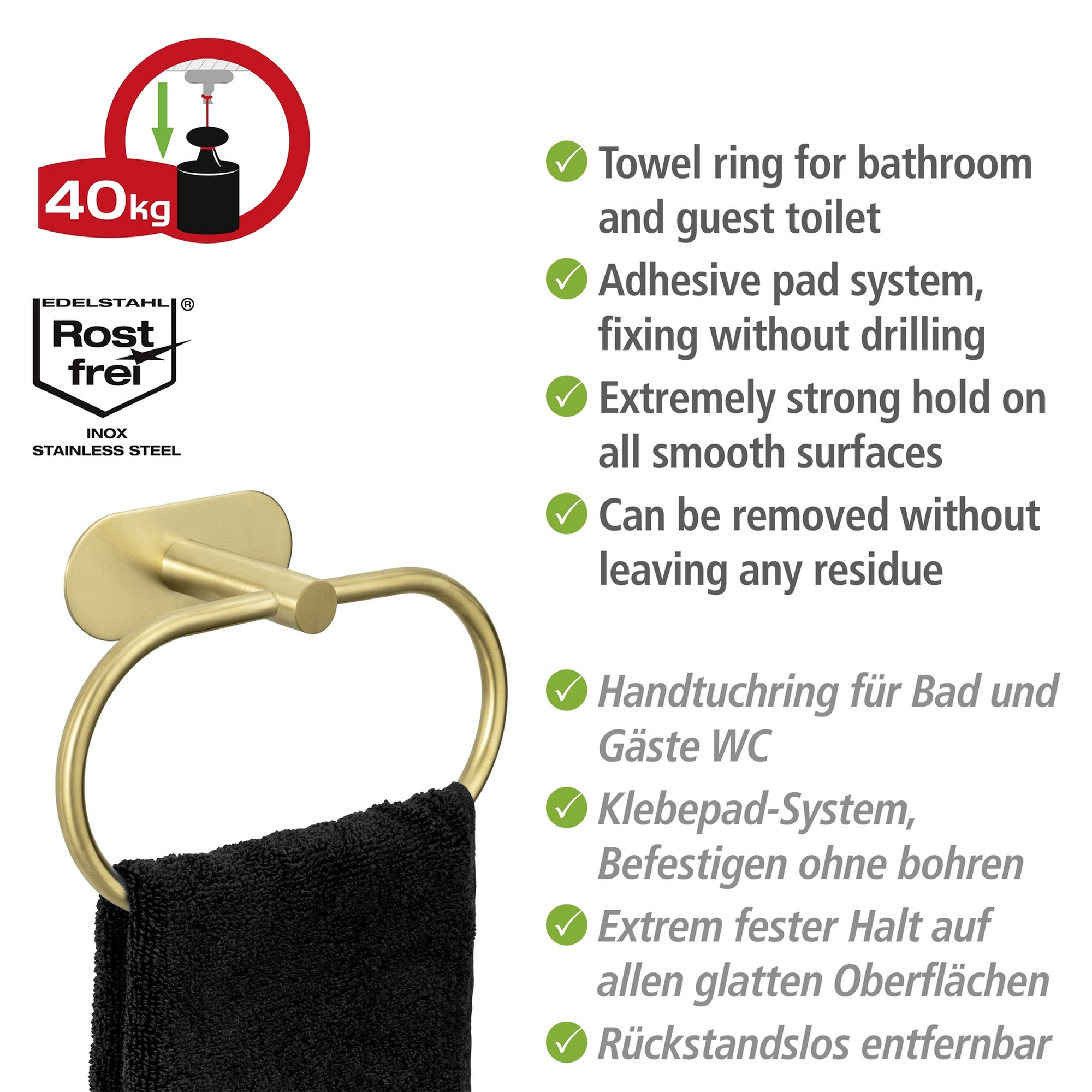 Handtuchring 'Orea' Edelstahl goldfarben 20,5 x 12,5 x 7,5 cm