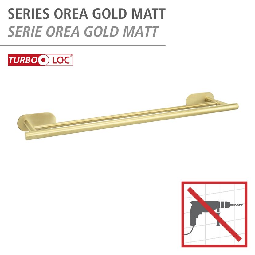 Handtuchstange 'Duo Orea' Edelstahl goldfarben 60 x 4,5 x 12 cm