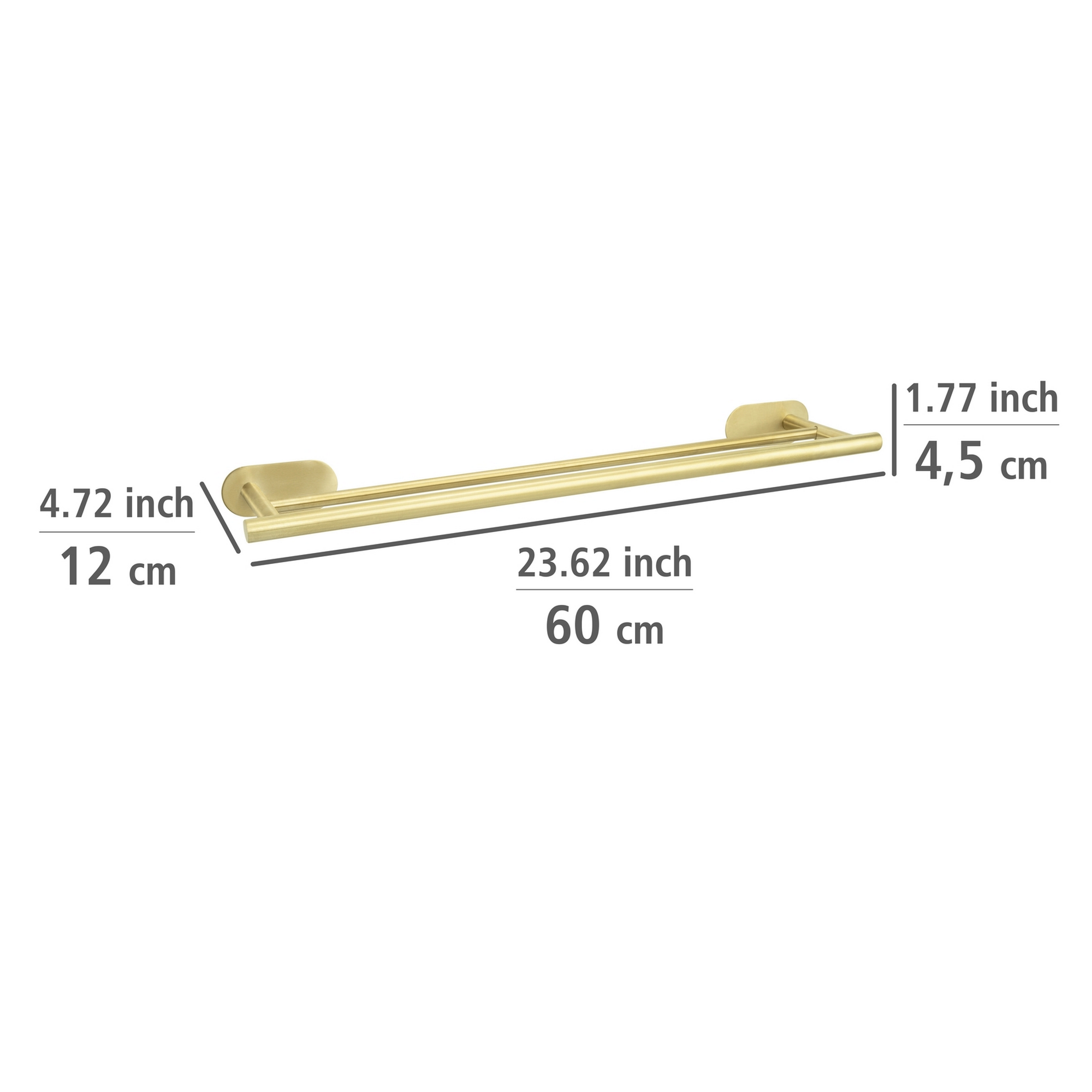 Handtuchstange 'Duo Orea' Edelstahl goldfarben 60 x 4,5 x 12 cm