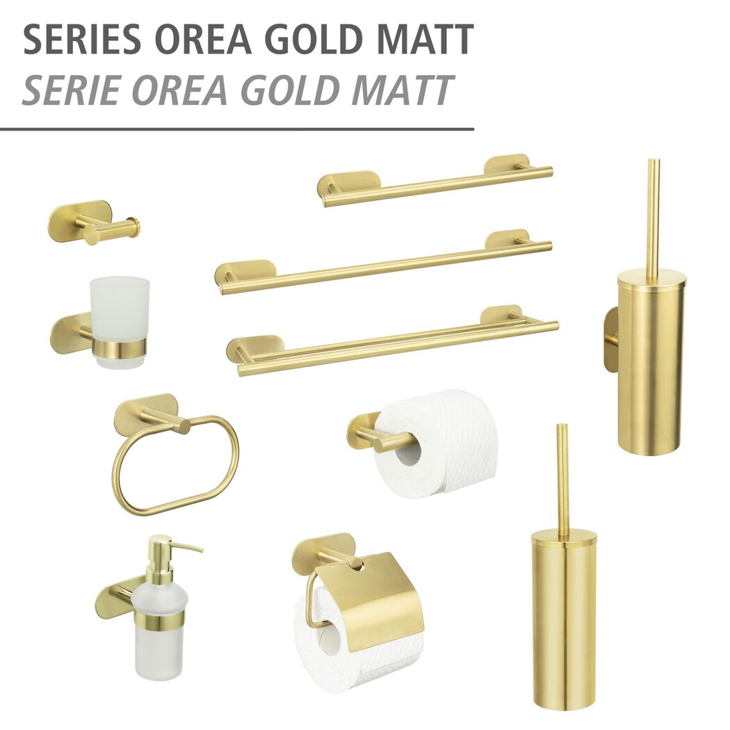 Handtuchstange 'Duo Orea' Edelstahl goldfarben 60 x 4,5 x 12 cm