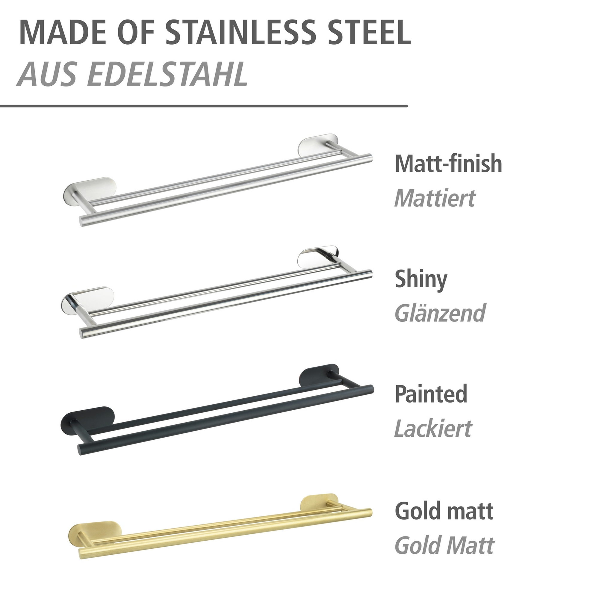 Handtuchstange 'Duo Orea' Edelstahl goldfarben 60 x 4,5 x 12 cm