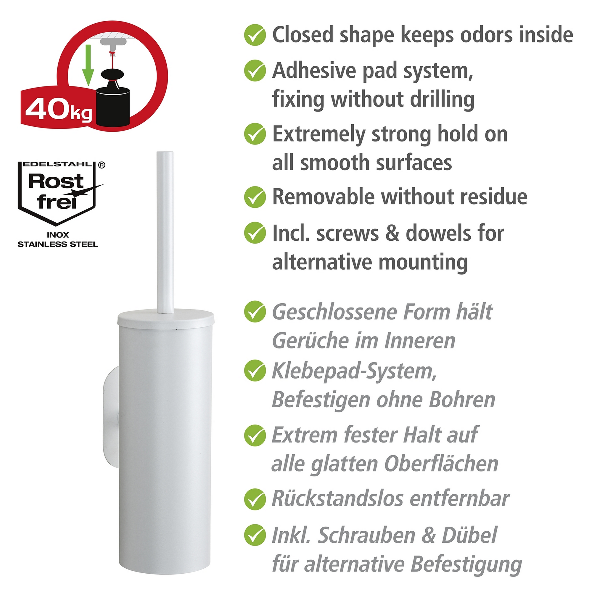 WC-Garnitur 'Orea' Edelstahl weiß matt