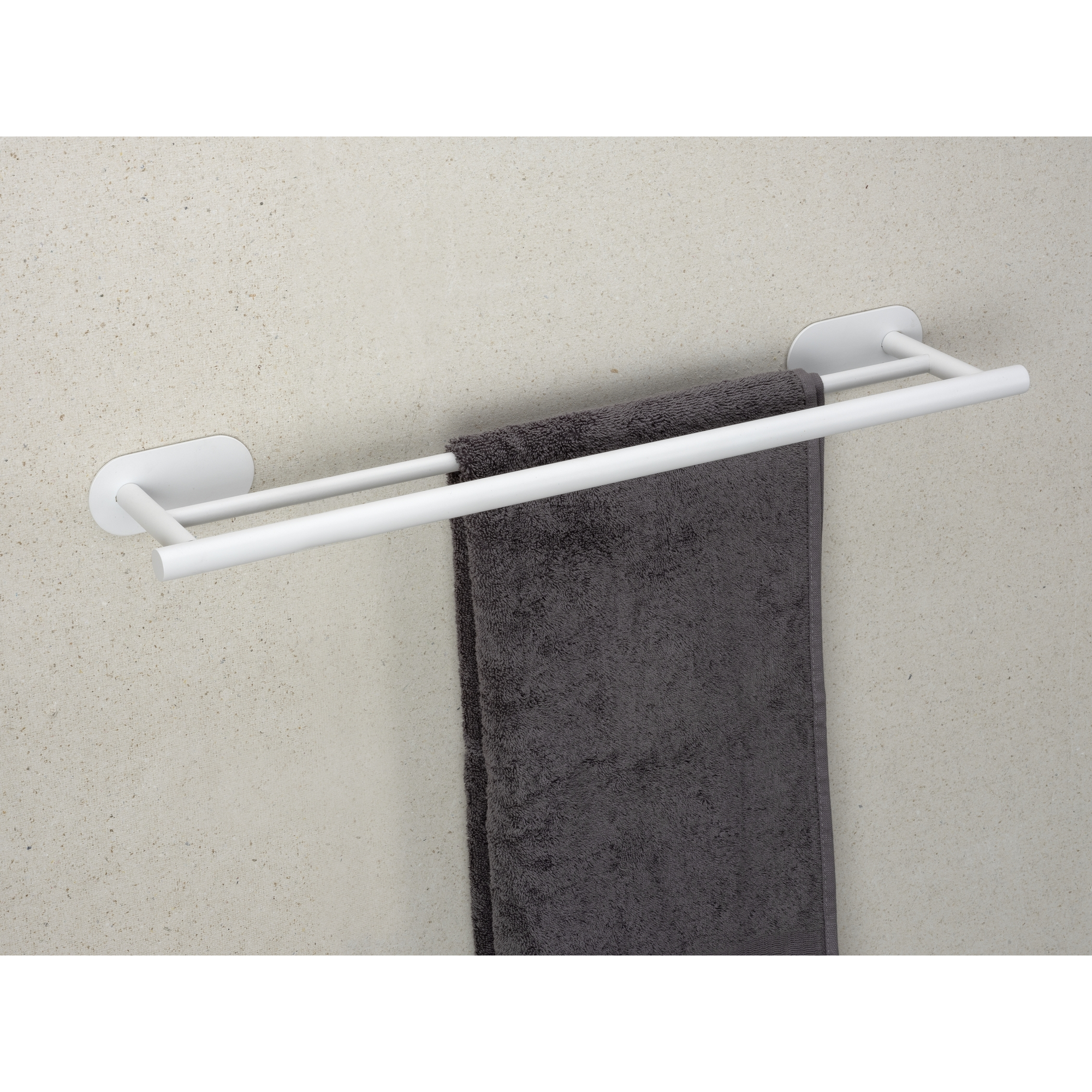 Handtuchstange 'Duo Orea' Edelstahl weiß 60 x 4,5 x 12 cm