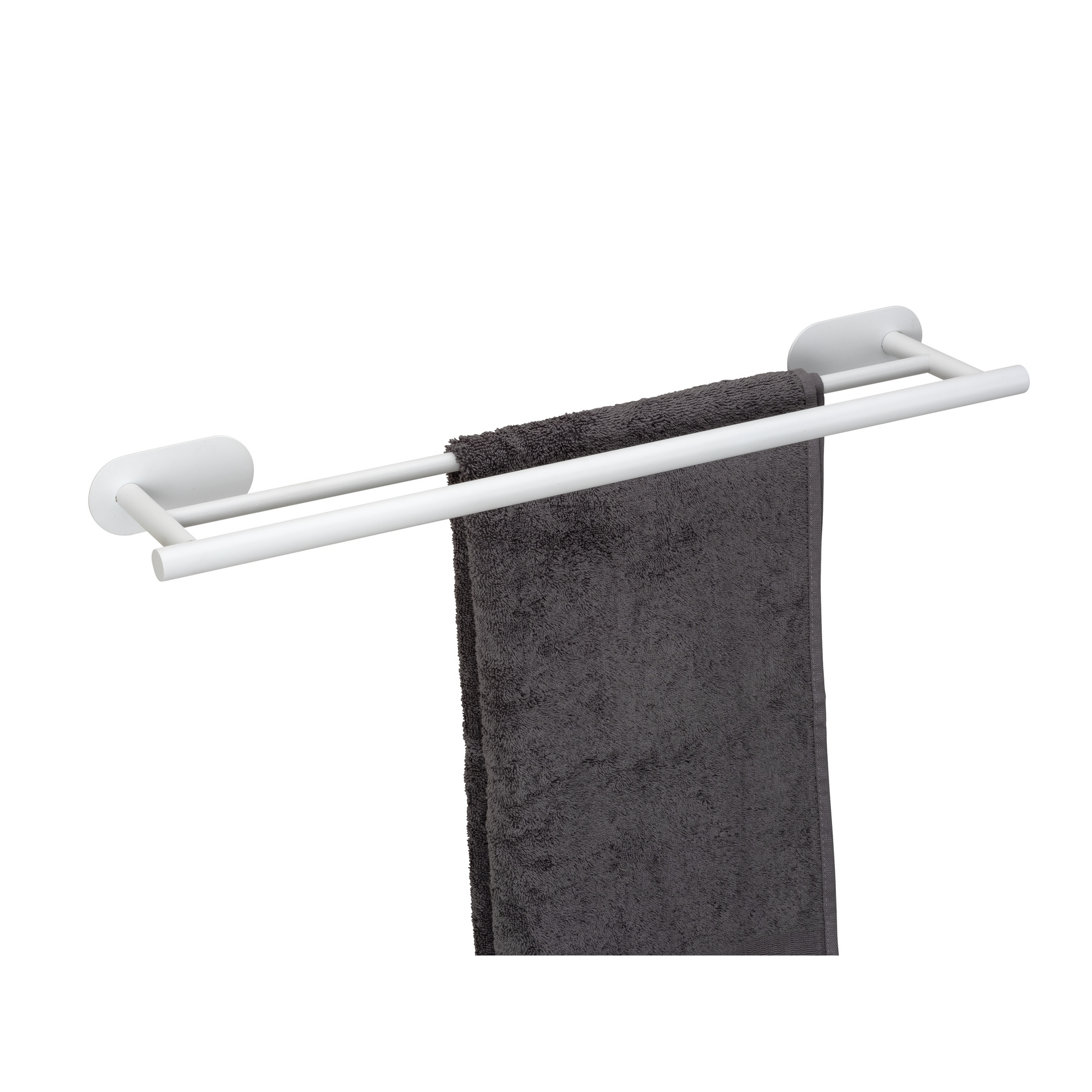 Handtuchstange 'Duo Orea' Edelstahl weiß 60 x 4,5 x 12 cm