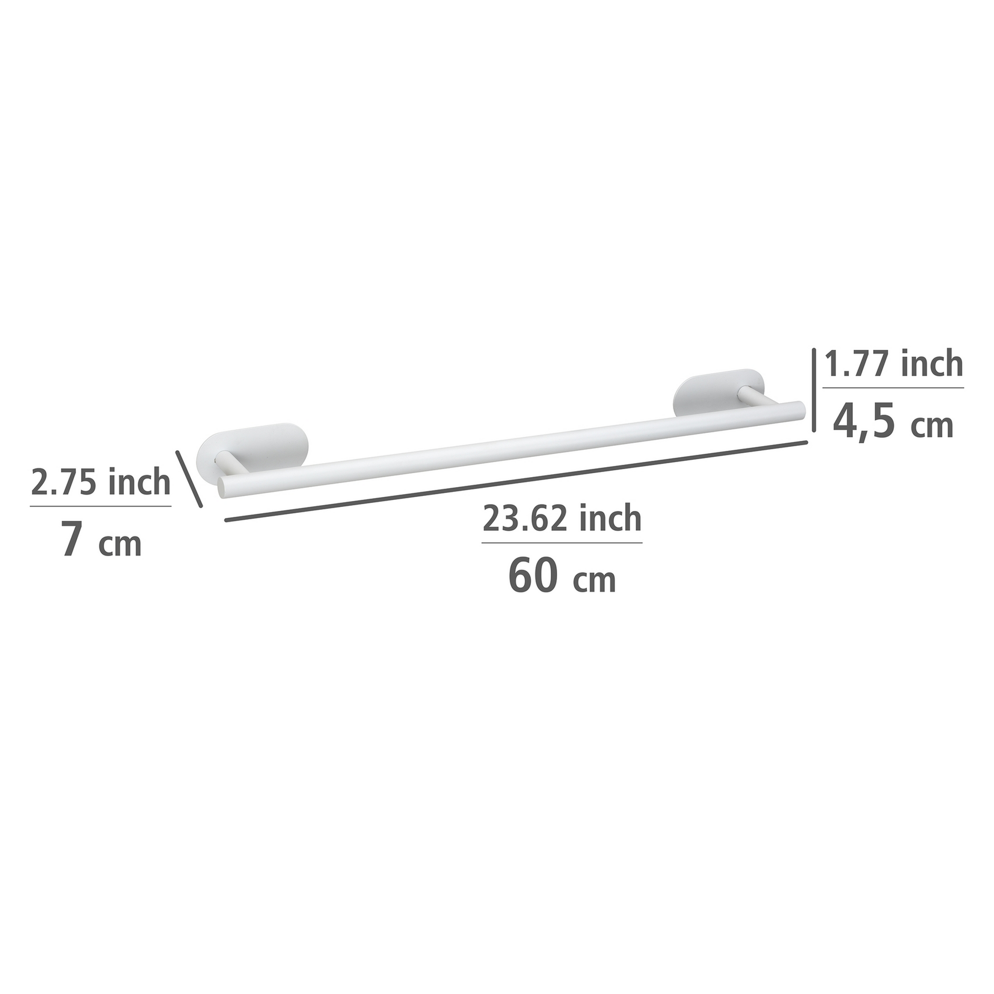 Handtuchstange 'Uno Orea' Edelstahl weiß 60 x 4,5 x 7 cm