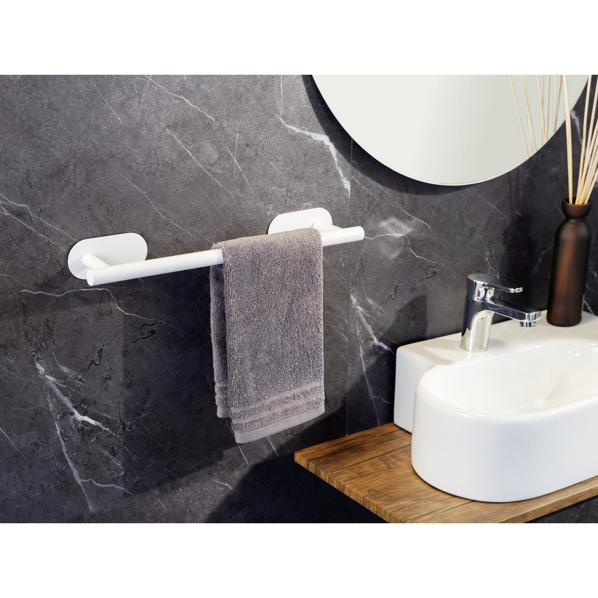 Handtuchstange 'Uno Orea' Edelstahl weiß 60 x 4,5 x 7 cm