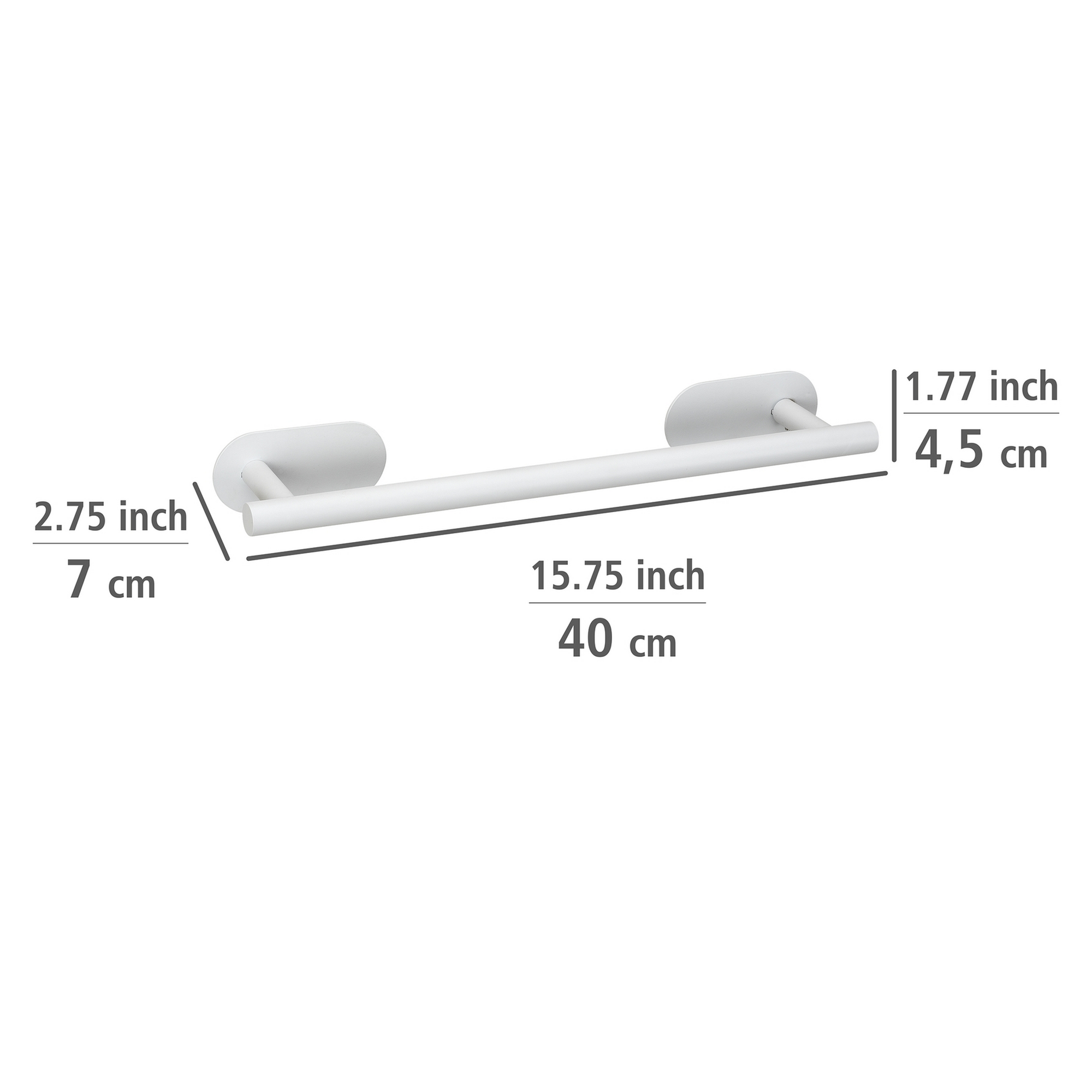 Handtuchstange 'Uno Orea' Edelstahl weiß 40 x 4,5 x 7 cm