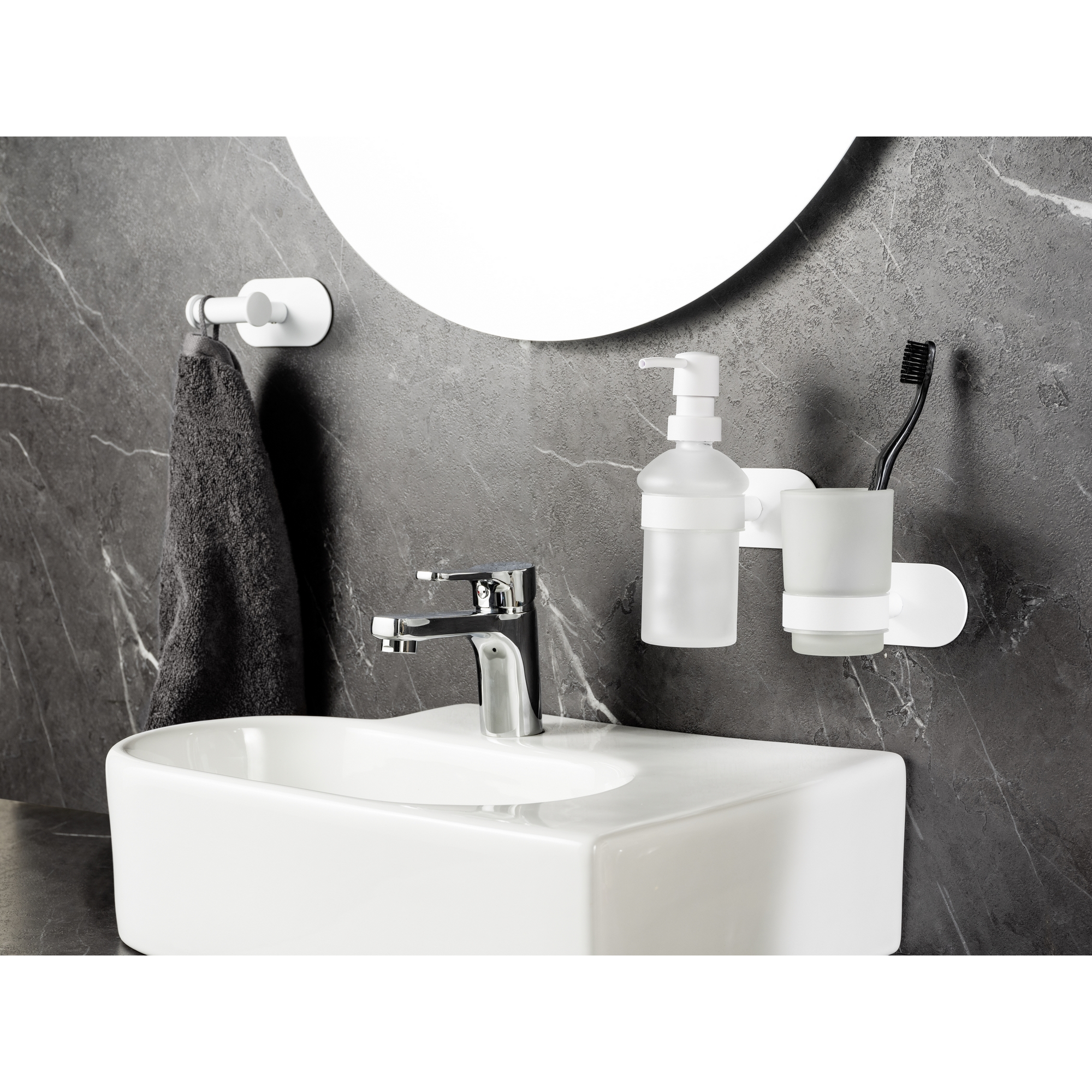 Seifenspender 'Orea' Edelstahl weiß 200 ml