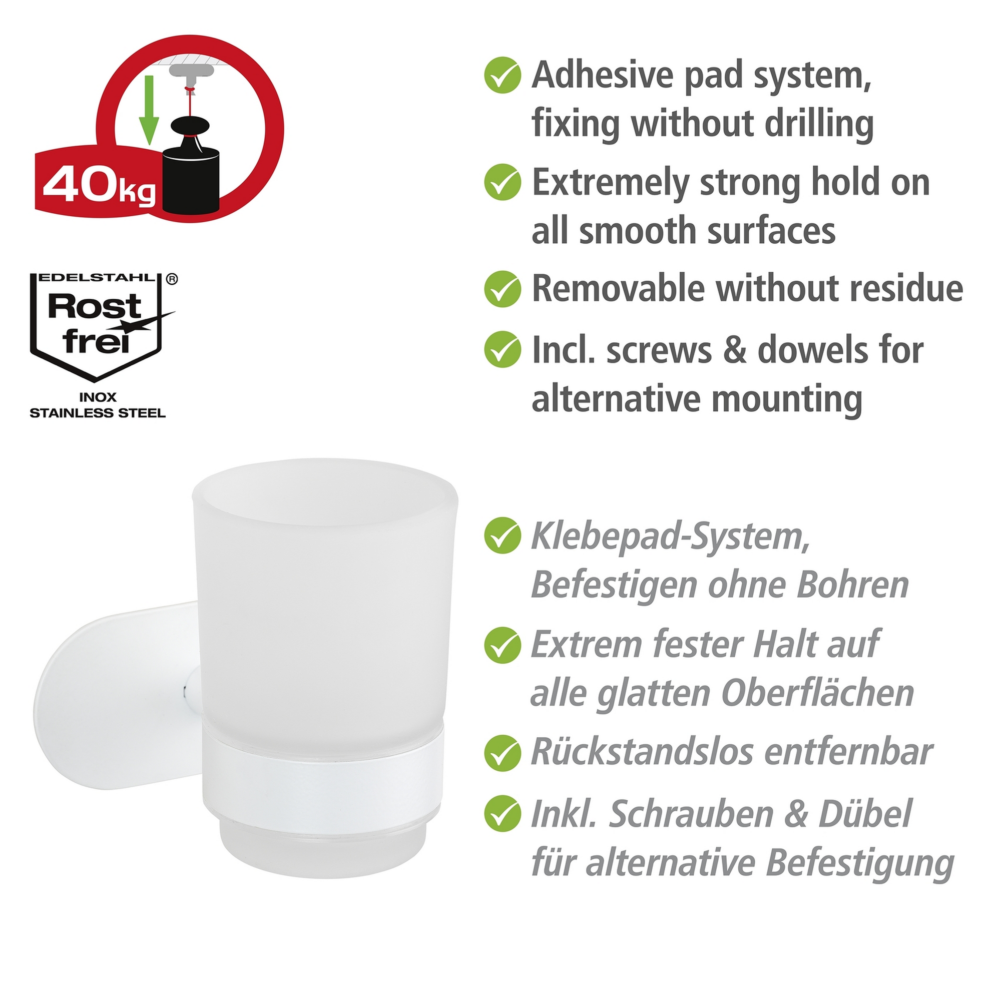 Zahnputzbecher 'Orea' Edelstahl weiß Ø 10 x 9,5 cm