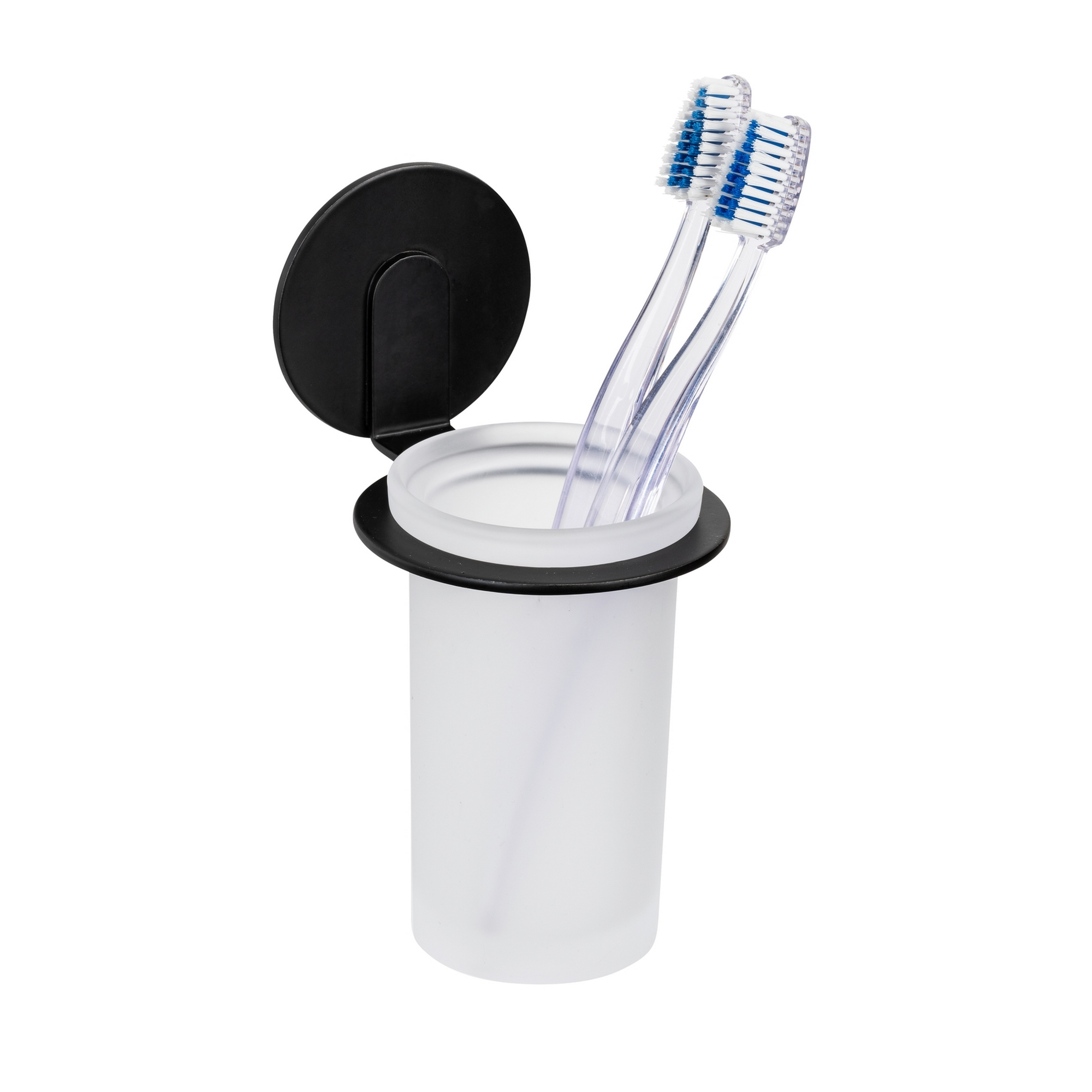 Zahnputzbecher 'Bivio' Glas schwarz 8 x 16,5 x 10 cm