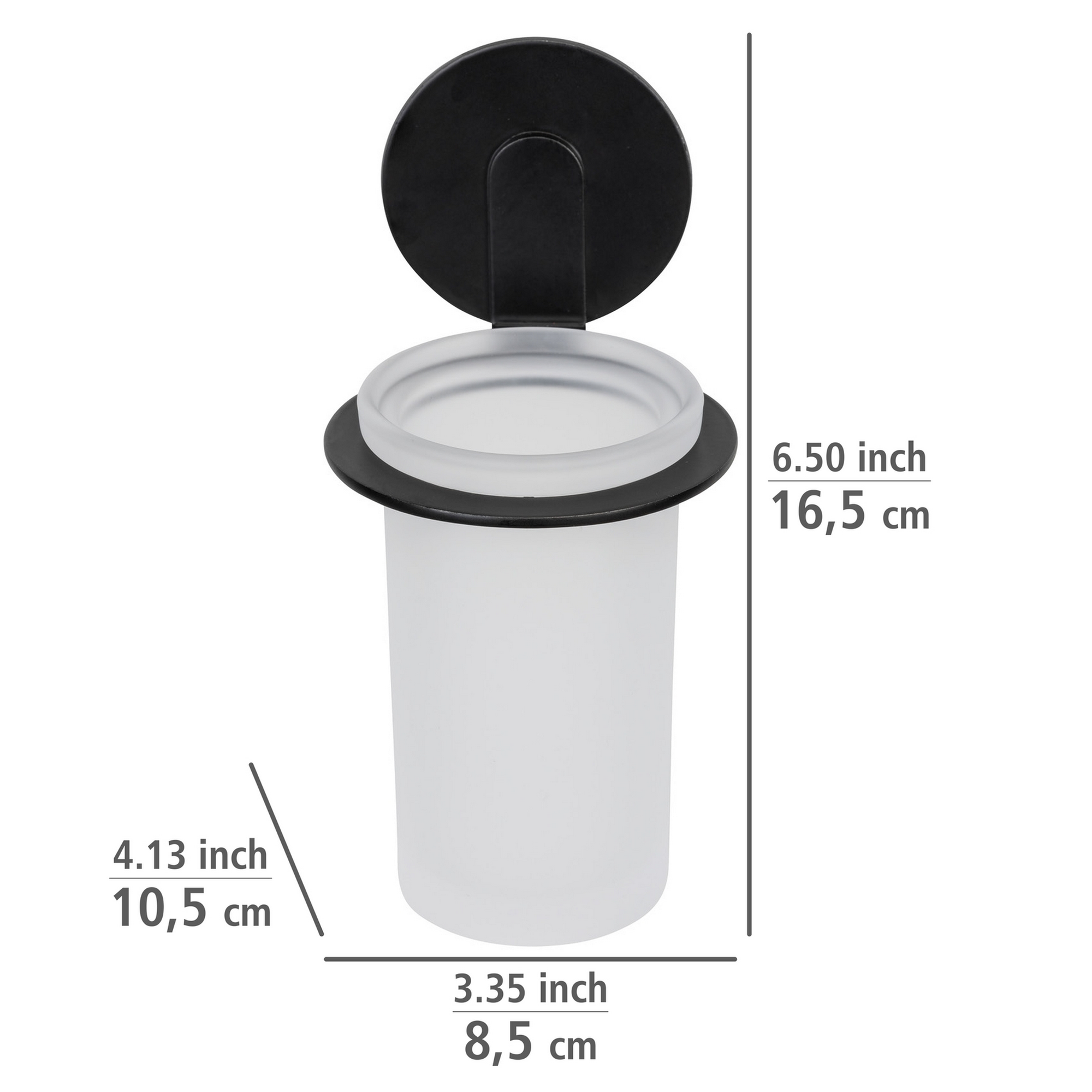 Zahnputzbecher 'Bivio' Glas schwarz 8 x 16,5 x 10 cm