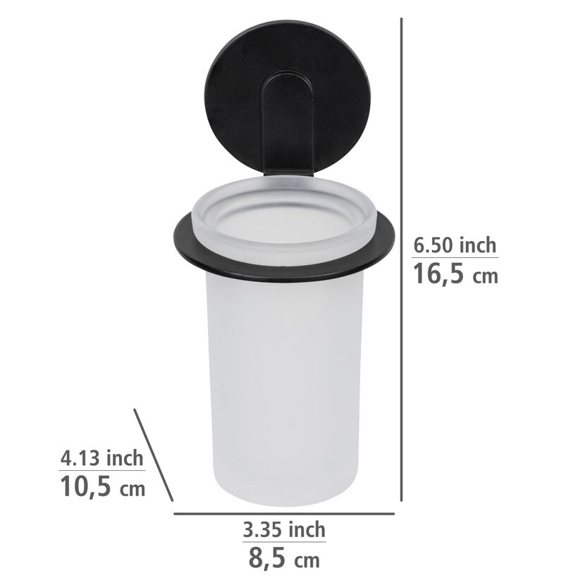 Zahnputzbecher 'Bivio' Glas schwarz 8 x 16,5 x 10 cm