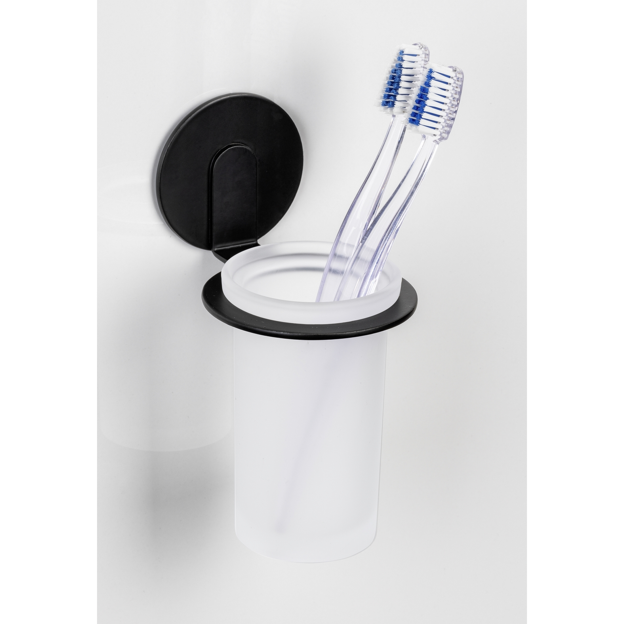 Zahnputzbecher 'Bivio' Glas schwarz 8 x 16,5 x 10 cm