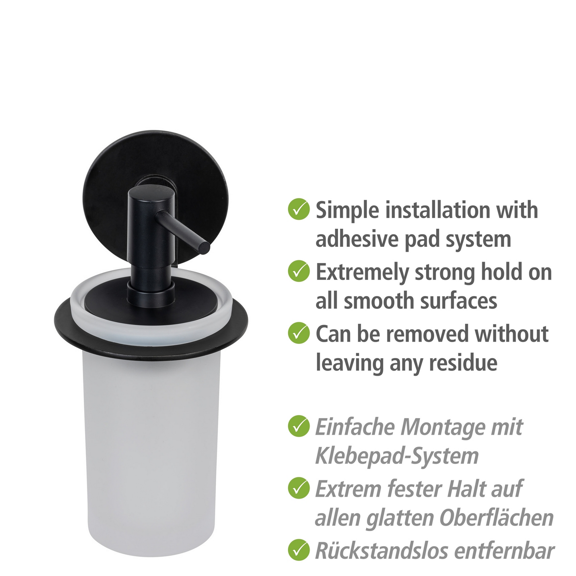 Seifenspender 'Bivio' Glas schwarz 150 ml