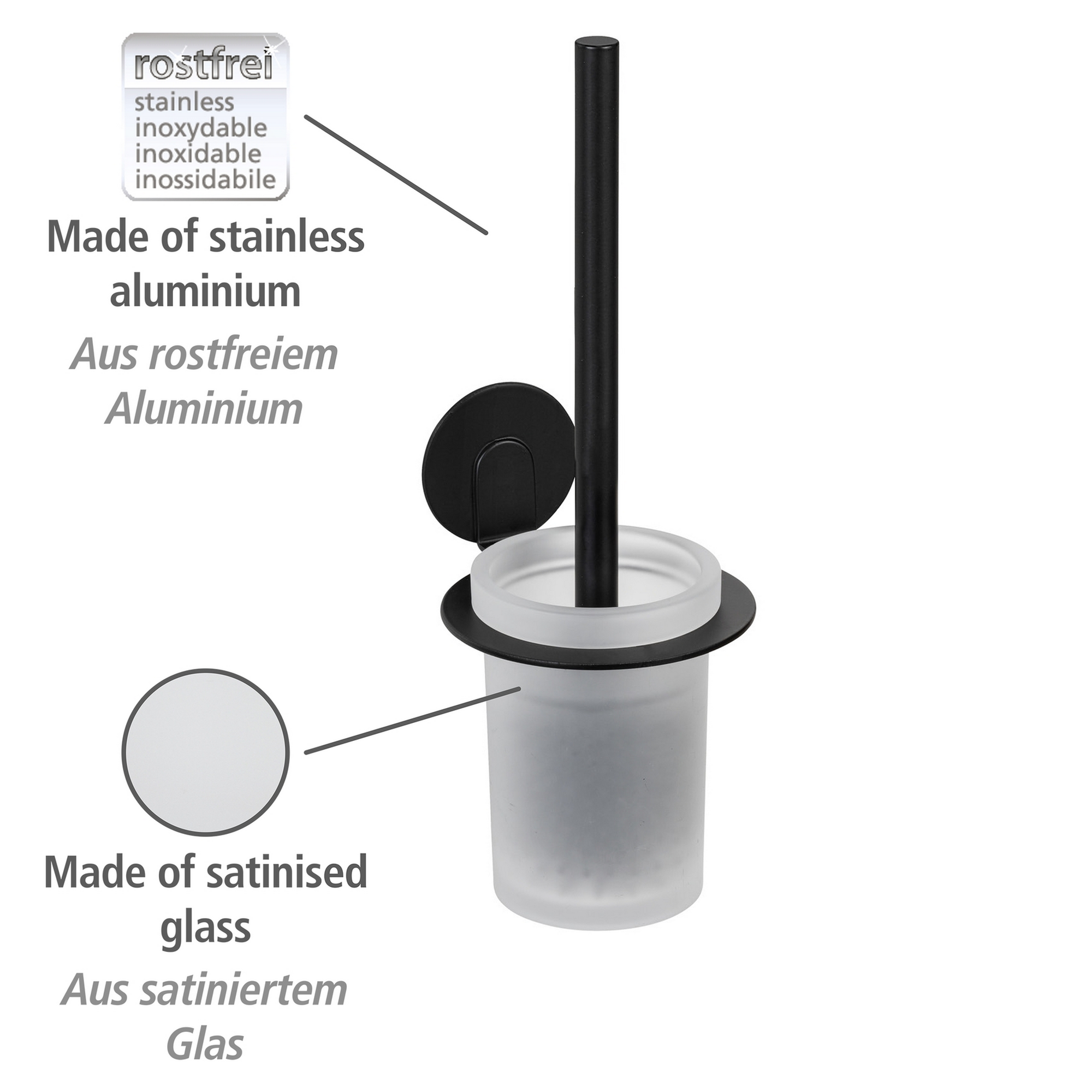 WC-Garnitur 'Bivio' Aluminium schwarz matt