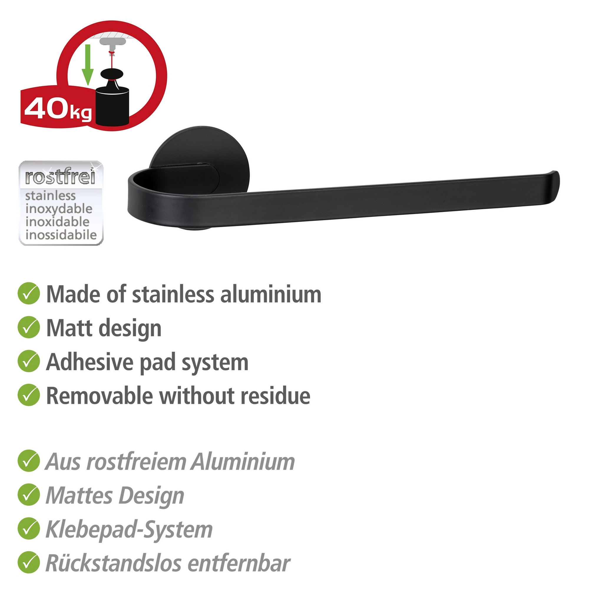 Handtuchhalter 'Bivio' Aluminium schwarz 26 x 6,5 x 7 cm