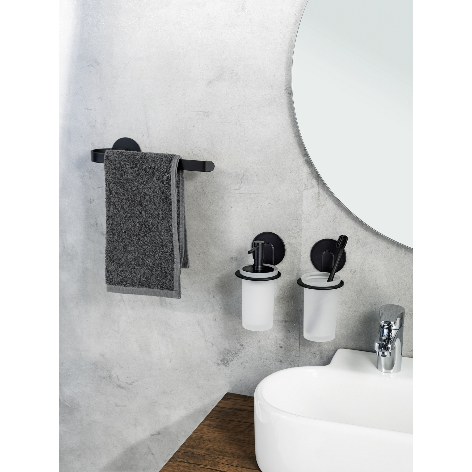 Handtuchhalter 'Bivio' Aluminium schwarz 26 x 6,5 x 7 cm