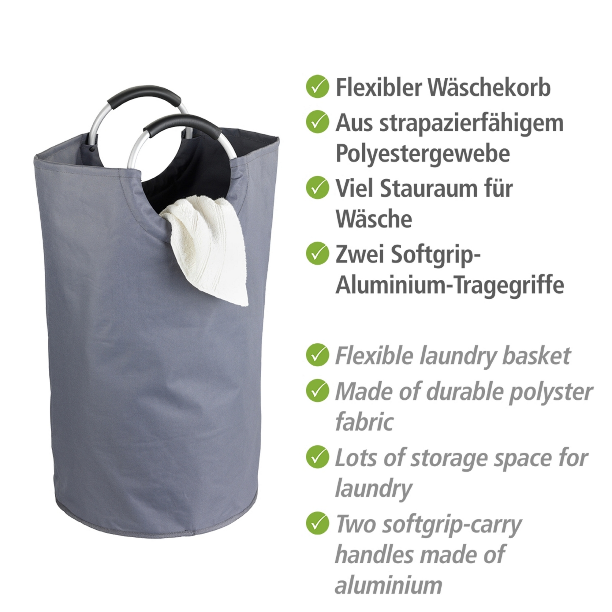 Wäschesammler 'Jumbo' anthrazit 38 x 72 x 38 cm 69 l