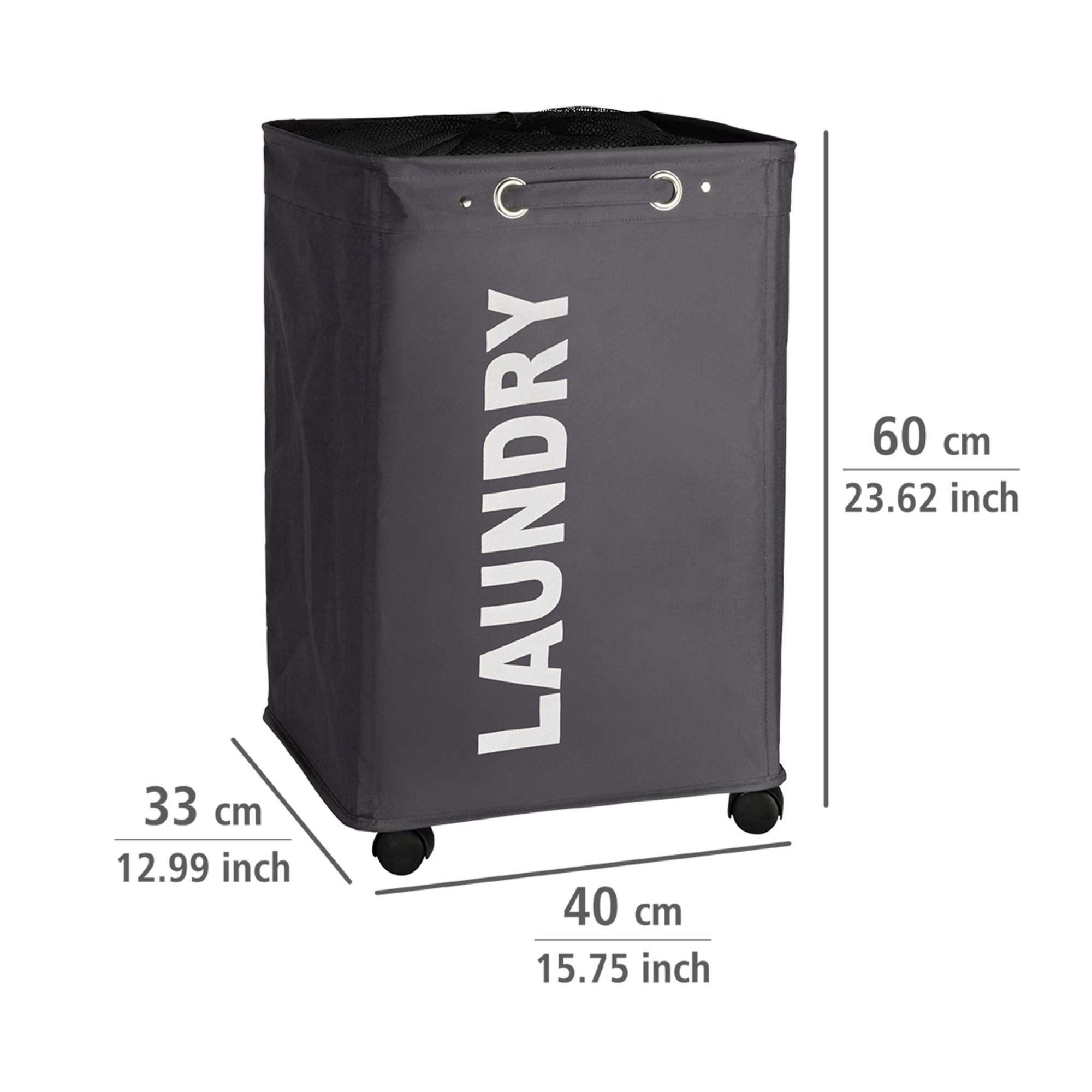 Wäschesammler 'Quadro' Polyester grau 40 x 60 x 33 cm