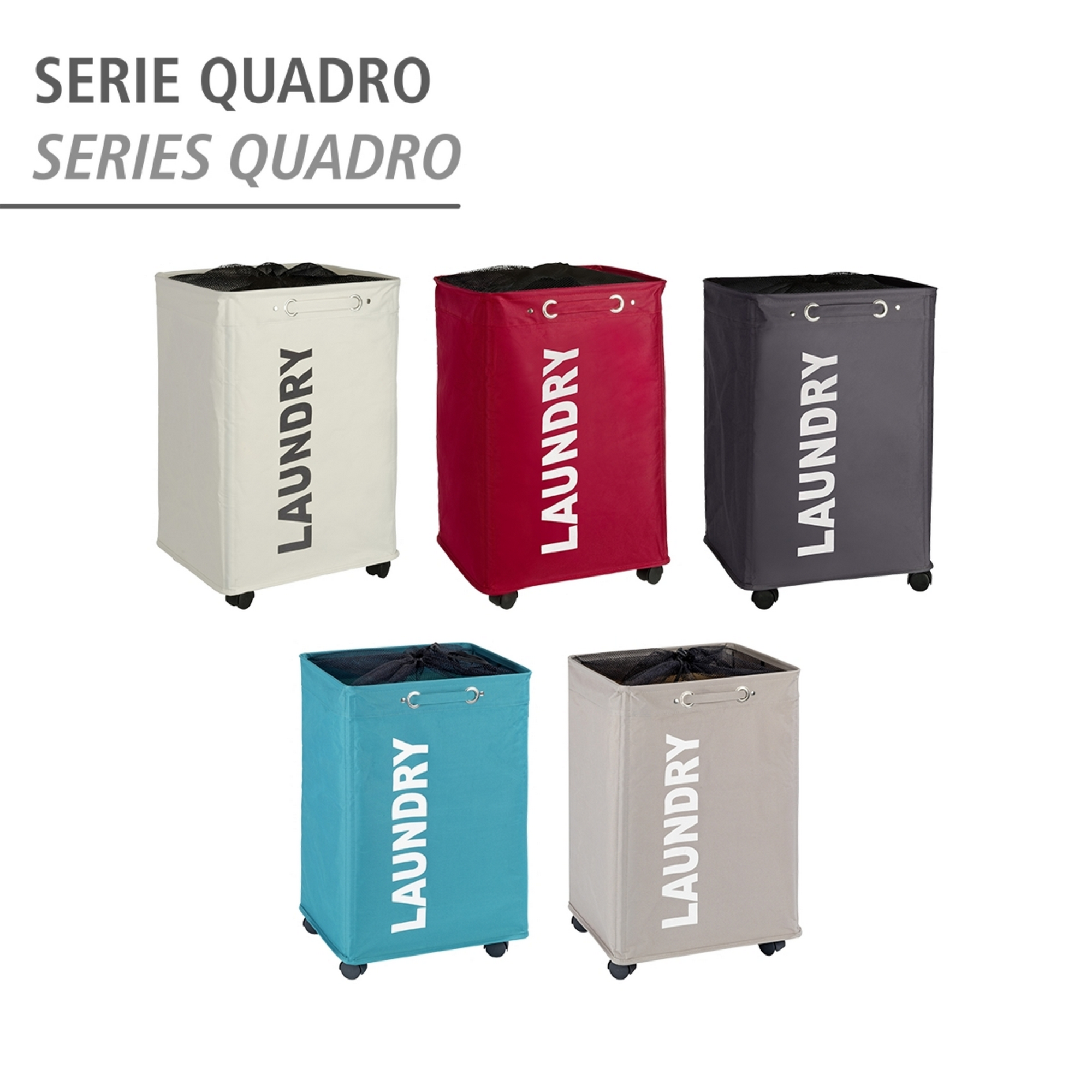 Wäschesammler 'Quadro' Polyester grau 40 x 60 x 33 cm