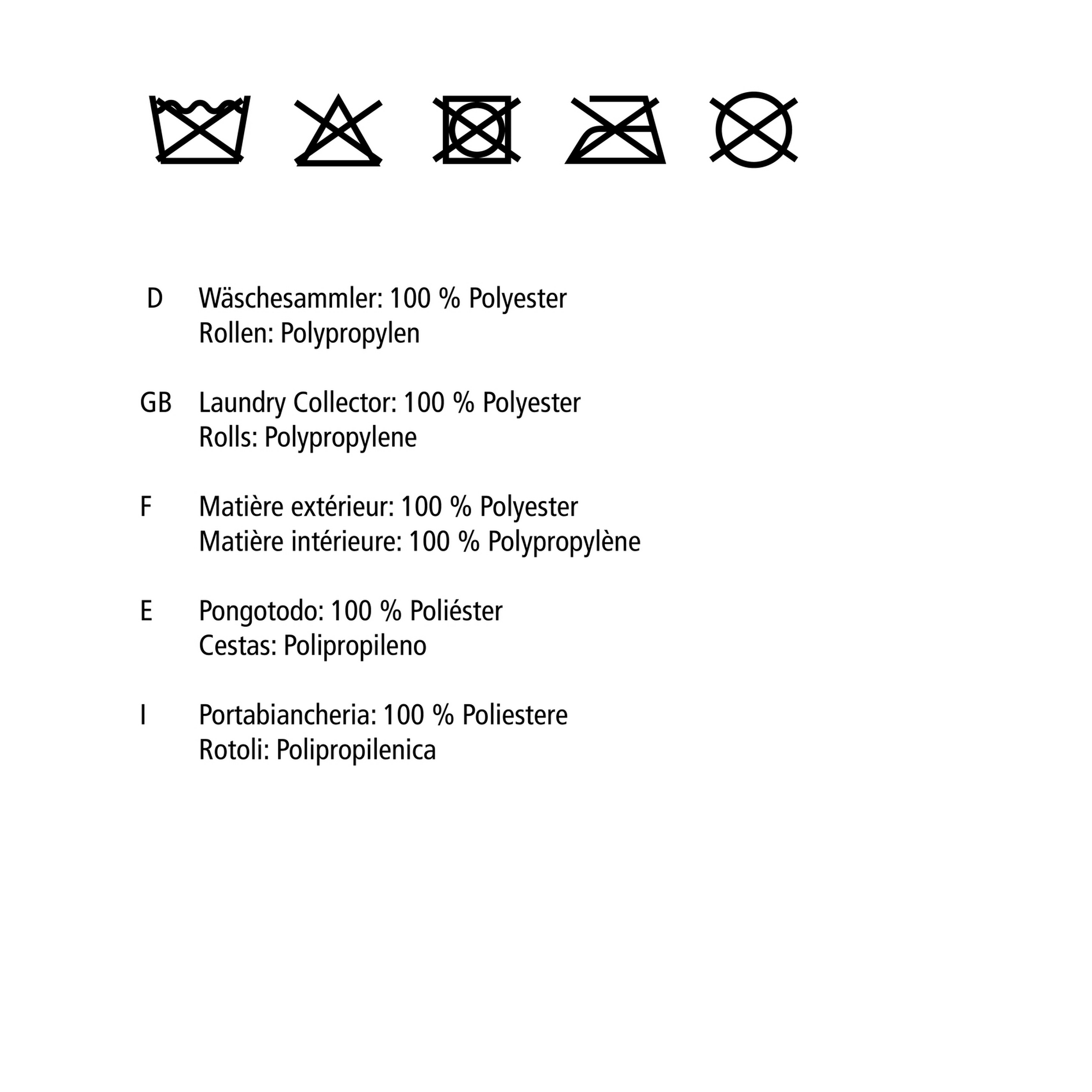 Wäschesammler 'Quadro' Polyester grau 40 x 60 x 33 cm