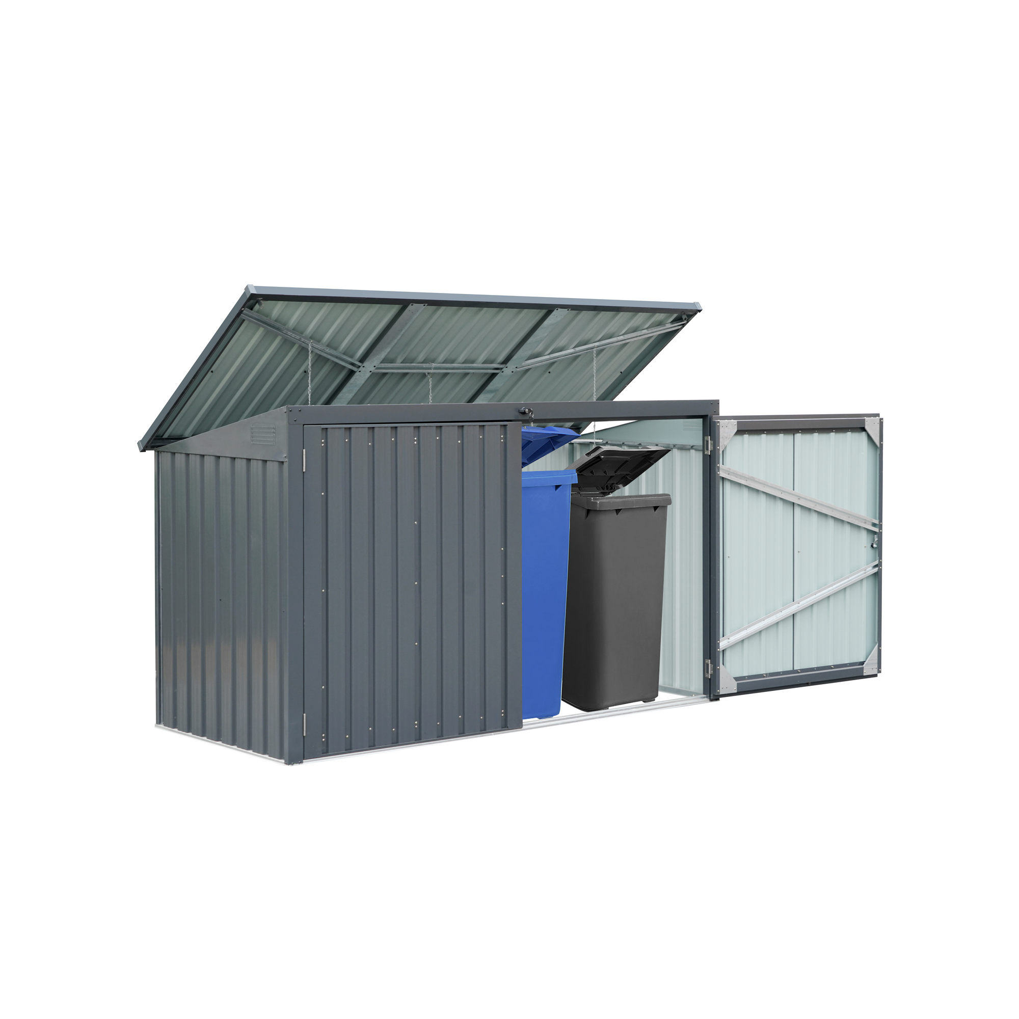 Mülltonnenbox Stahl anthrazit 233 x 134 x 101 cm