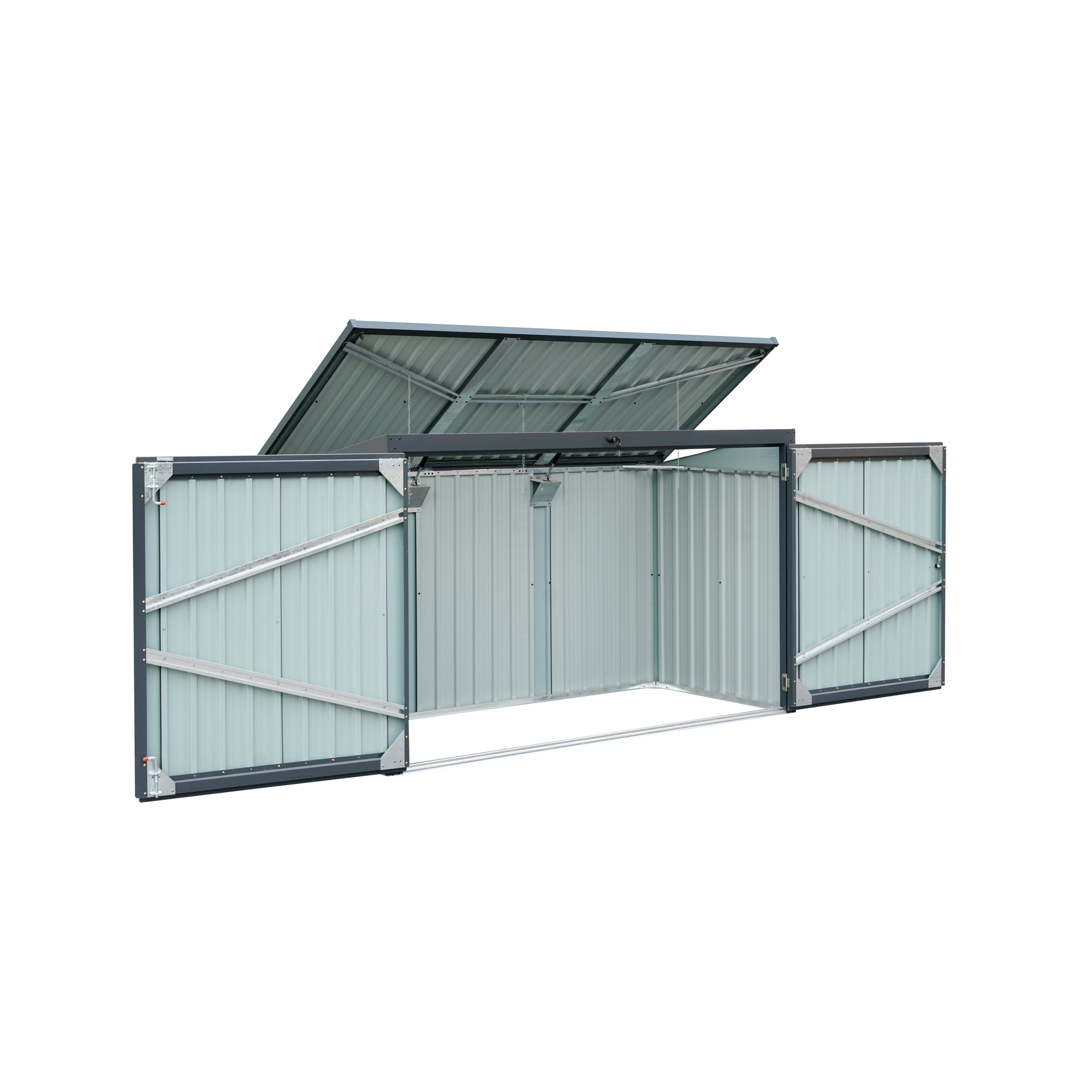 Mülltonnenbox Stahl anthrazit 233 x 134 x 101 cm