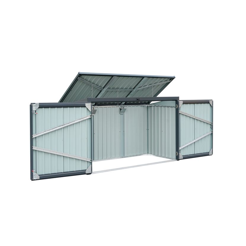 Mülltonnenbox Stahl anthrazit 233 x 134 x 101 cm